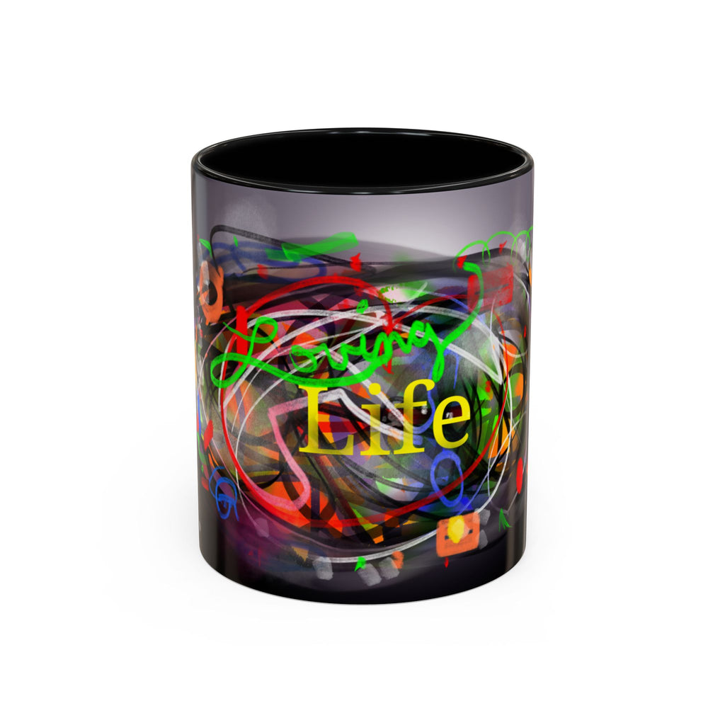 Abstract 'Live Your Life' Accent Coffee Mug — Colorful Artistic Ceramic Mug (11/15oz)