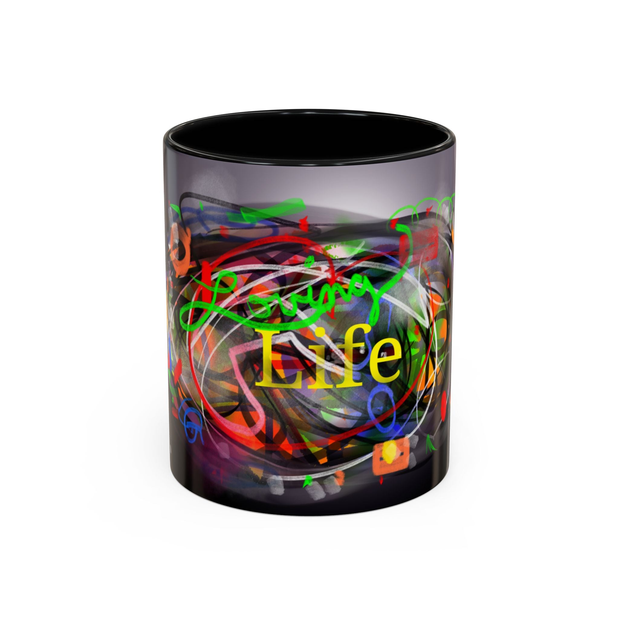 Abstract 'Live Your Life' Accent Coffee Mug — Colorful Artistic Ceramic Mug (11/15oz)