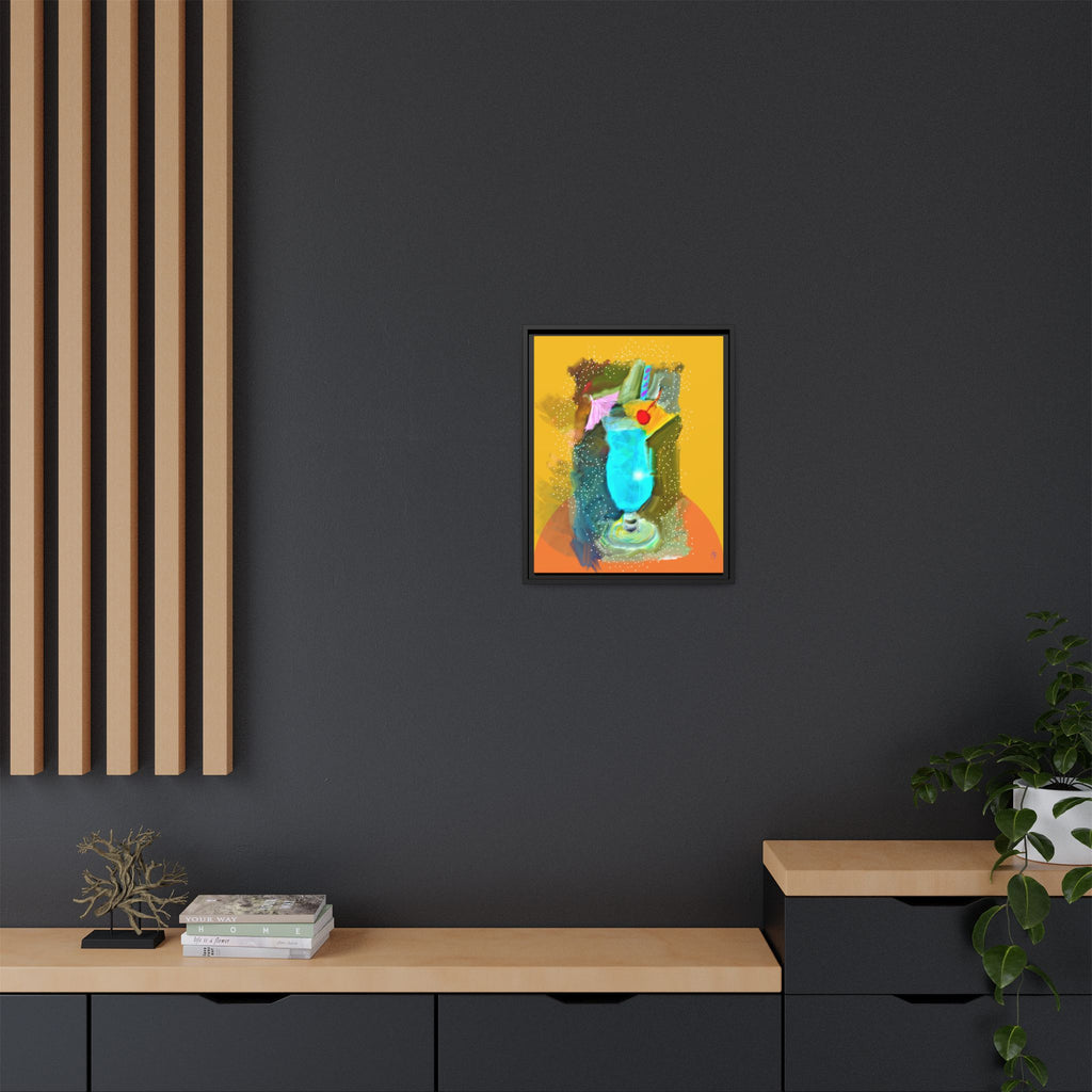 Tropical Blue Cocktail Canvas Print — Framed Matte Bar Art