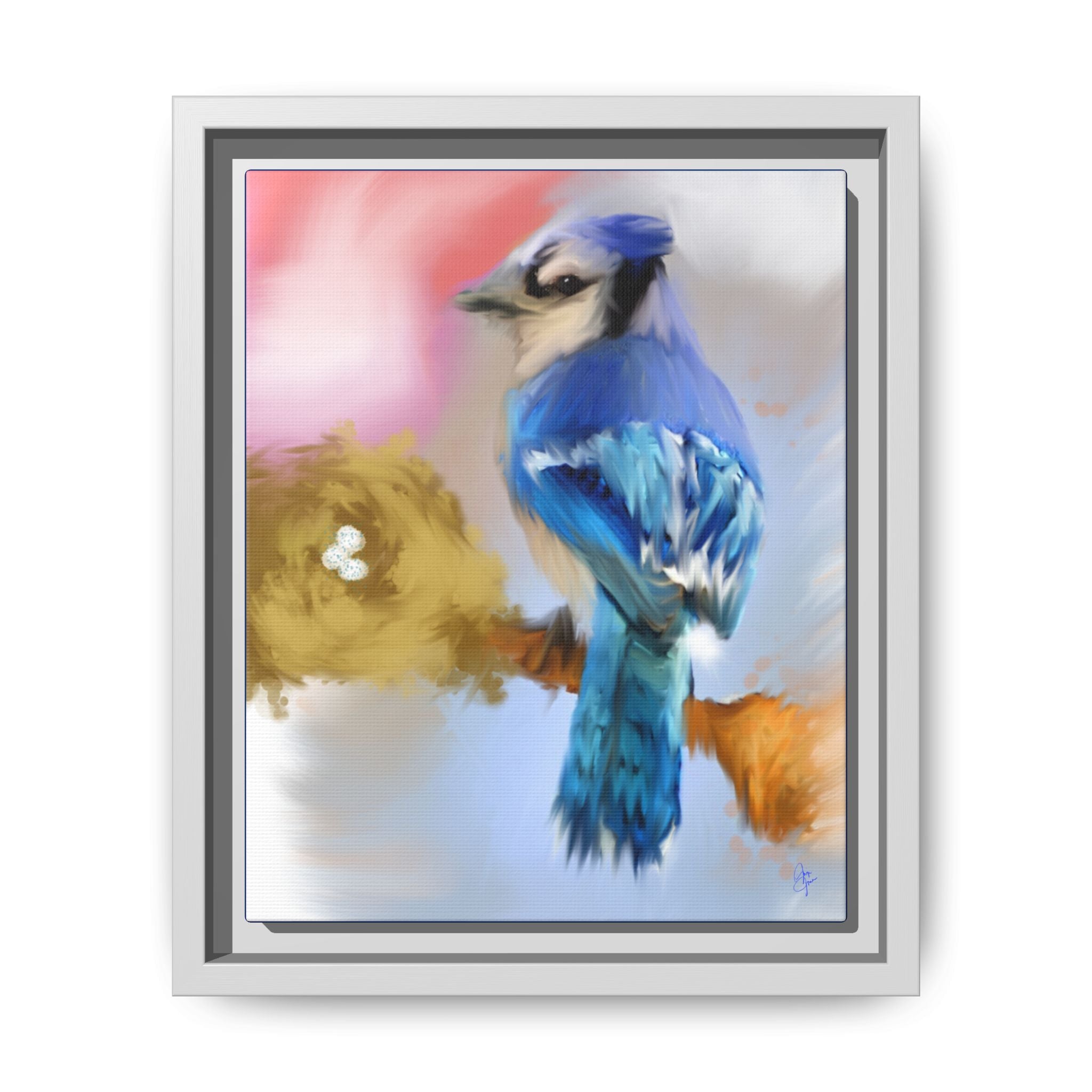 Blue Jay Art Print — Framed Matte Canvas Wall Art