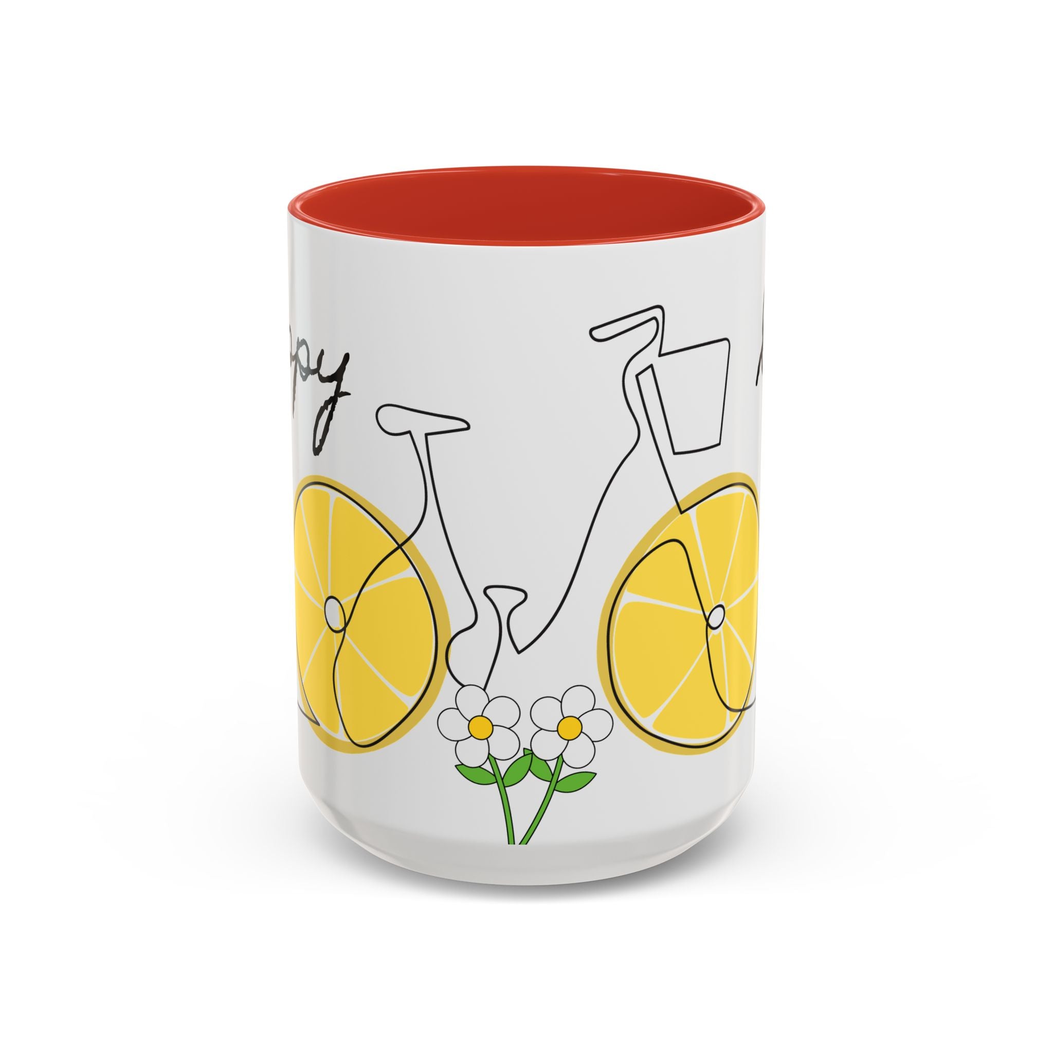 Lemon Bike Coffee Mug — 'Happy Day' Accent Ceramic Mug (11/15oz)