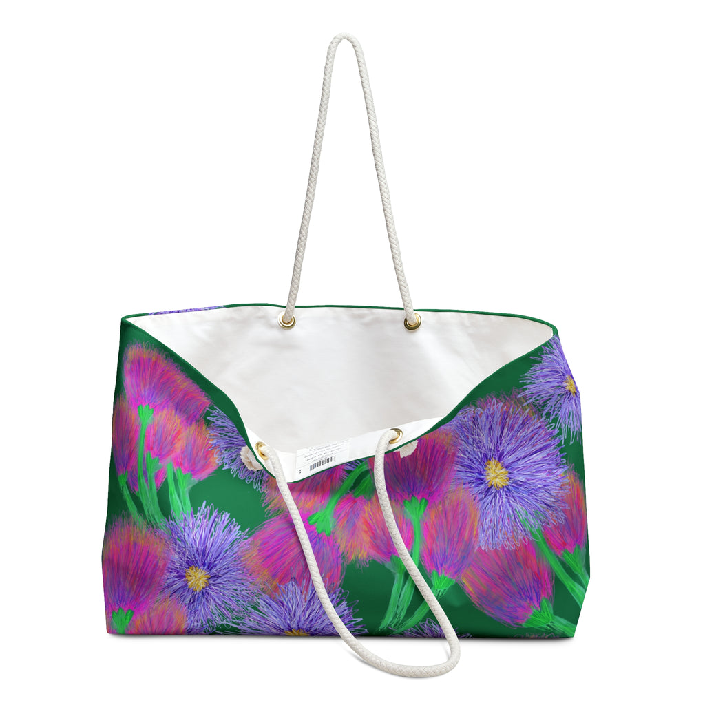 Floral Dream Weekender Bag — Vibrant Purple & Pink Wildflower Travel Tote