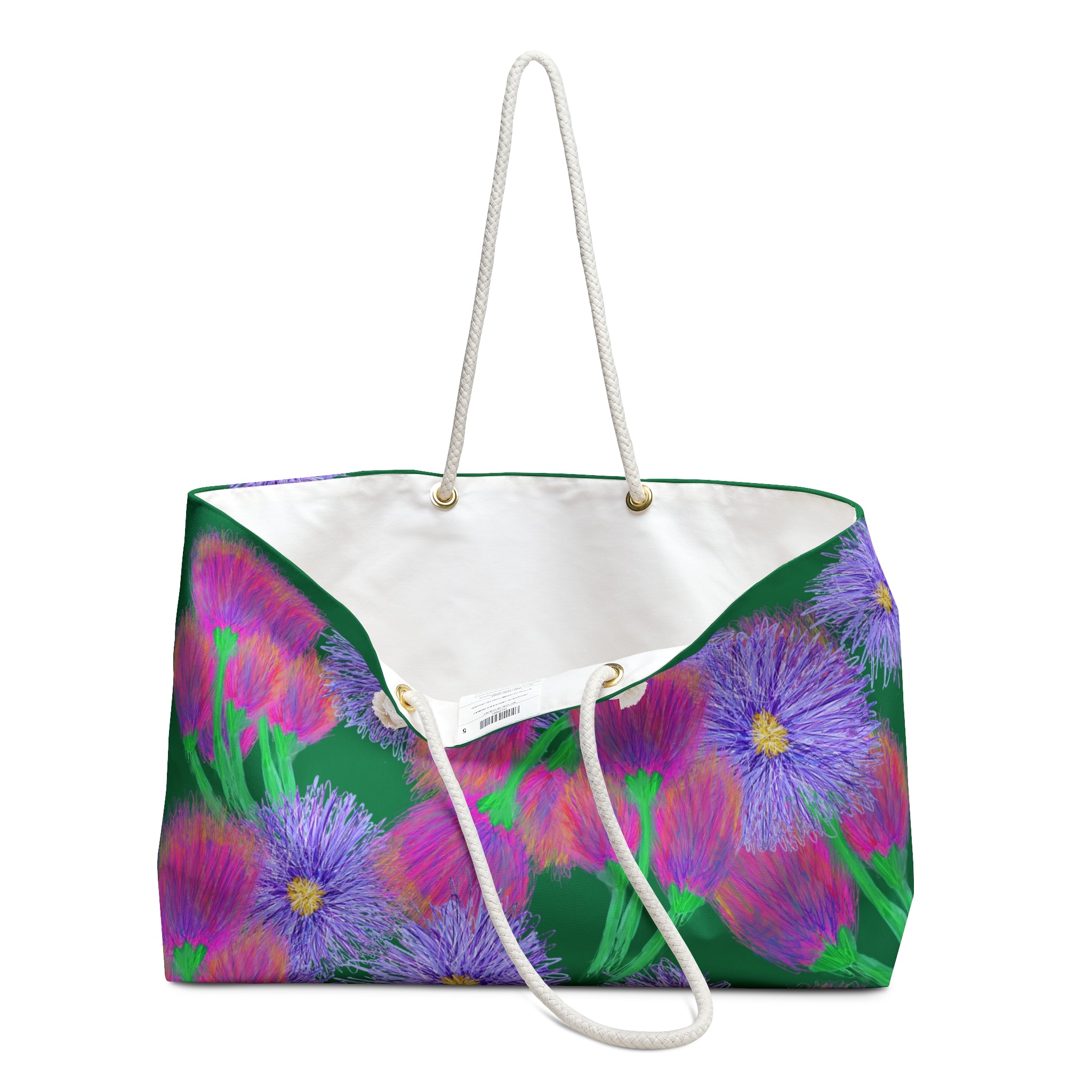 Floral Dream Weekender Bag — Vibrant Purple & Pink Wildflower Travel Tote