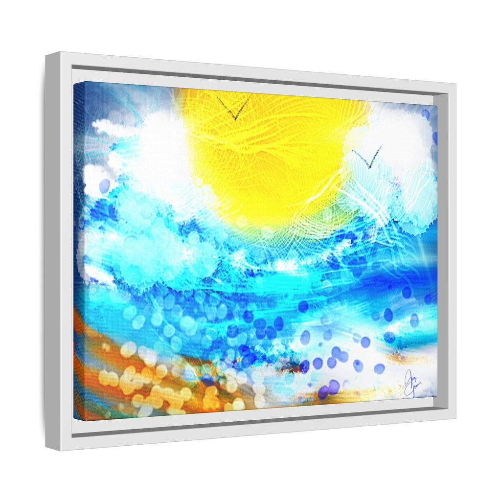 Sunshine Shore Matte Canvas Framed Wall Art — Bright Abstract Beach Print