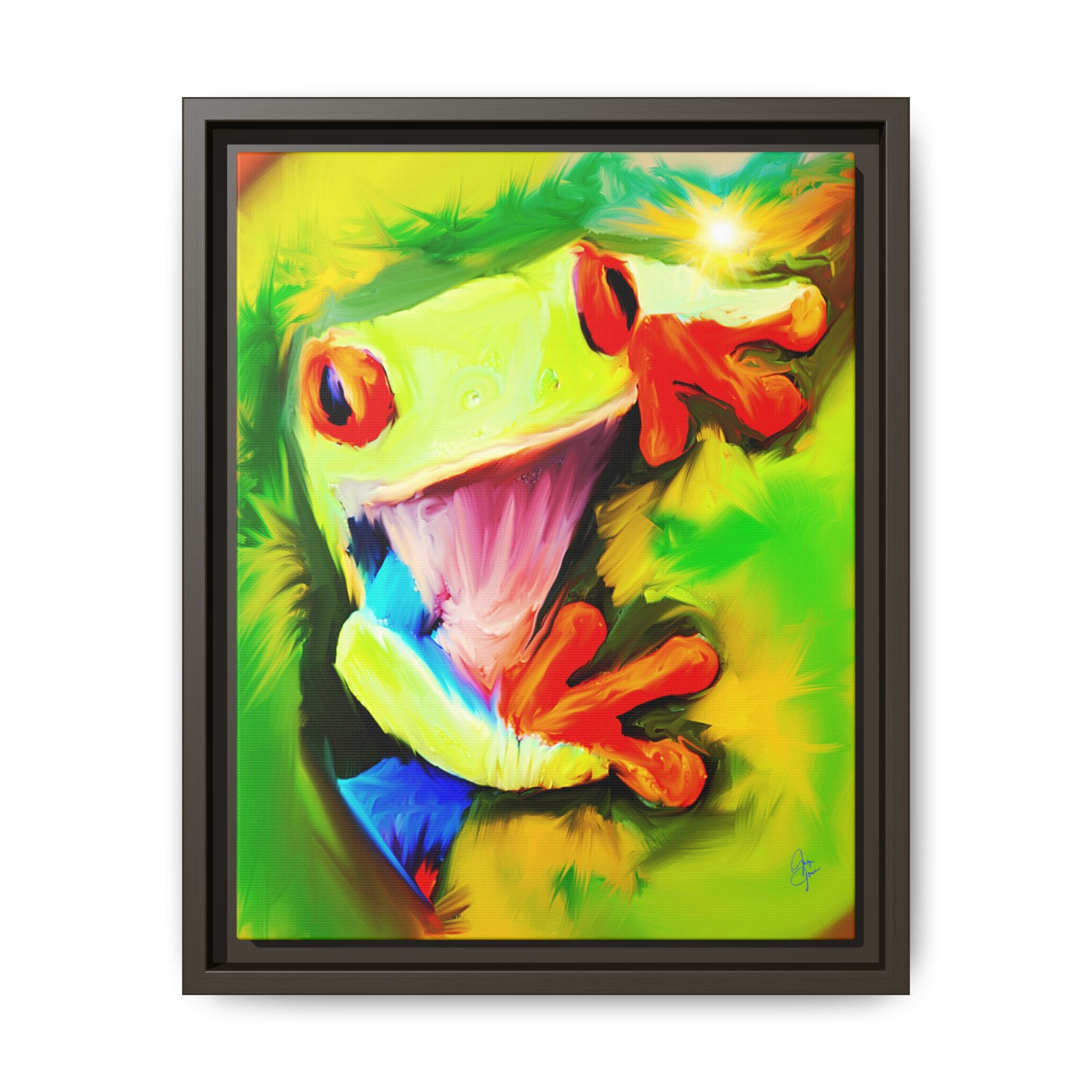 Colorful Tree Frog Matte Canvas Print — Framed Tropical Wall Art
