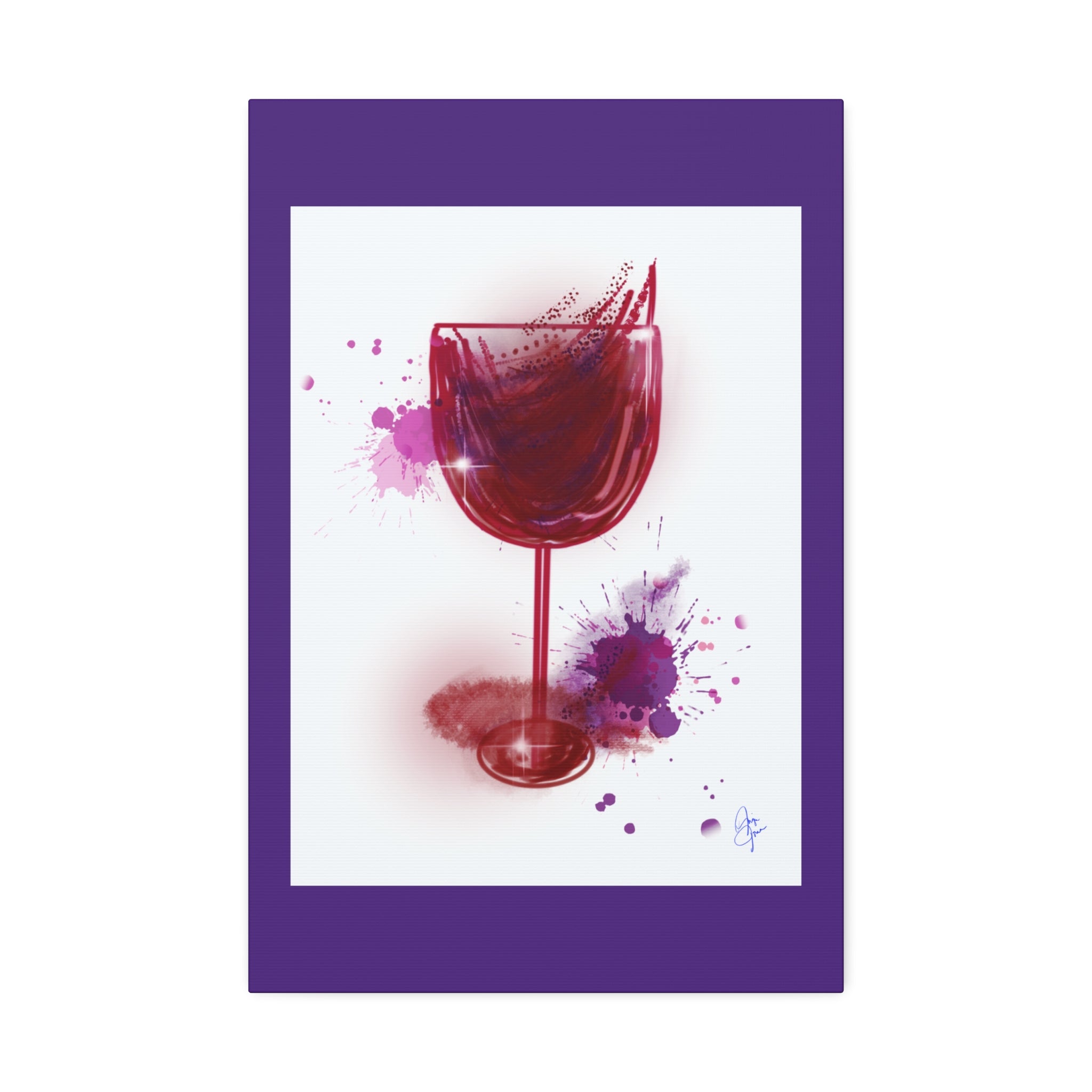 Wine Glass Art Canvas — Red Wine Splash Stretched Wall Art (1.5" Depth)
