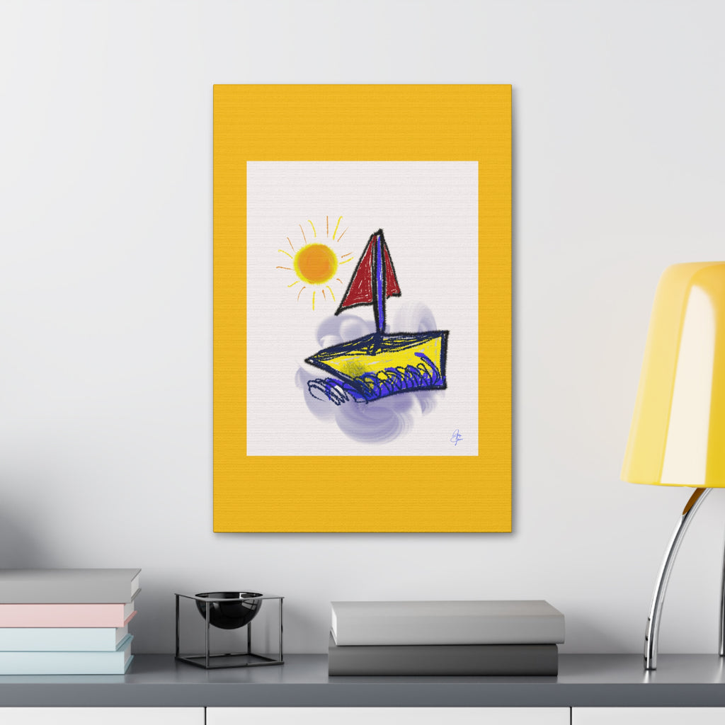 Whimsical Sailboat Canvas — Child's Room Wall Art