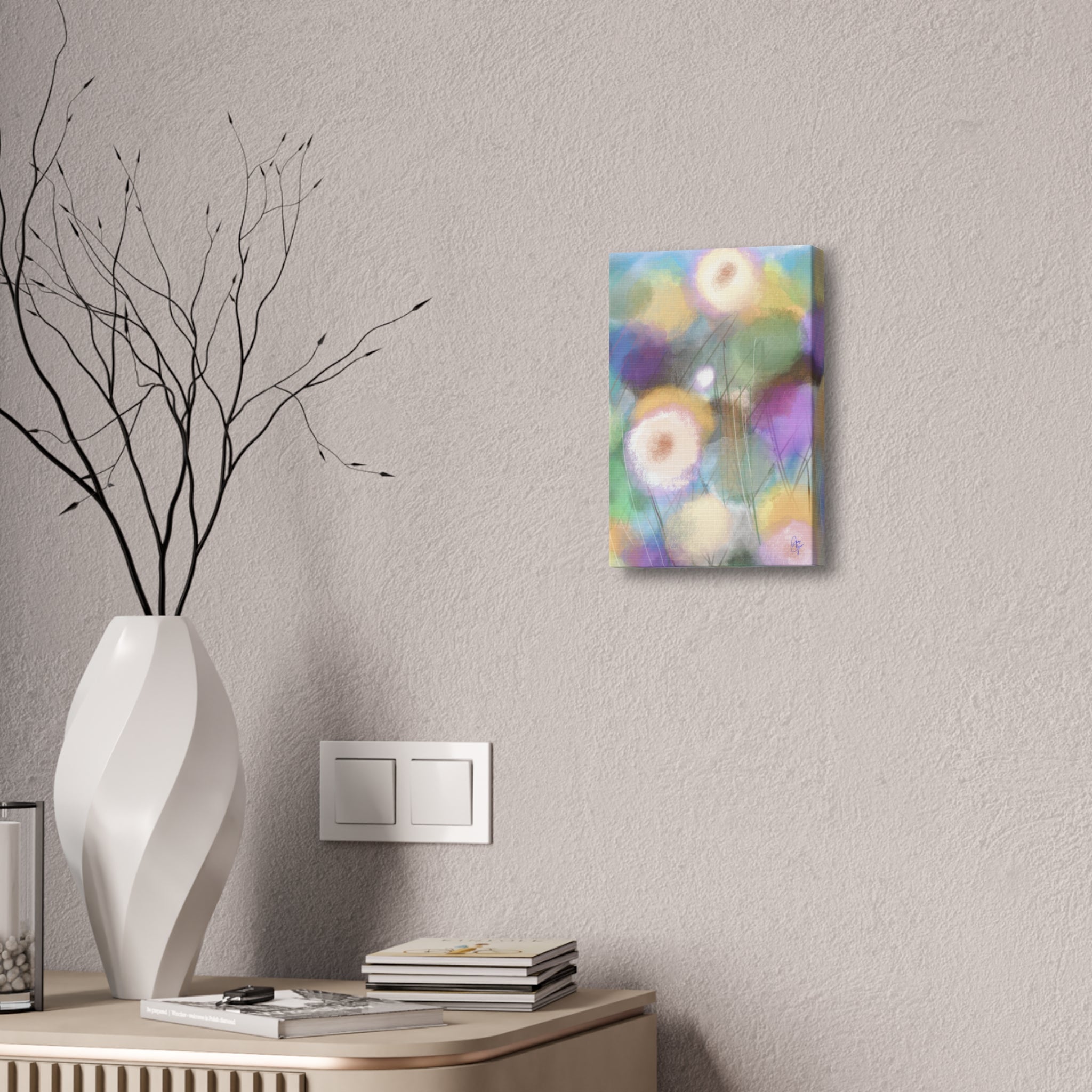 Floral Pastel Canvas Print — Dreamy Watercolor Dandelion Wall Art (1.5" Stretched)