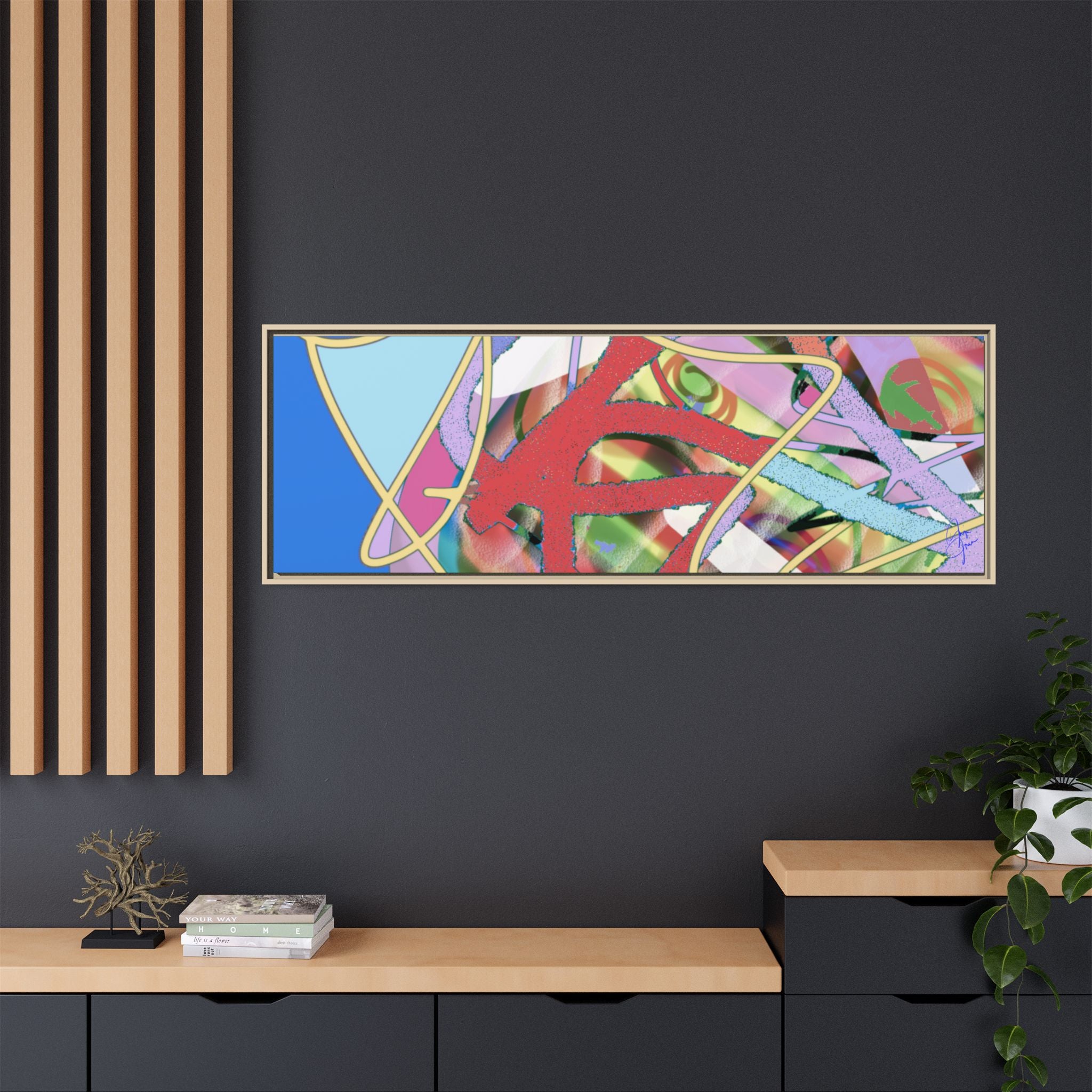 Abstract Multi‑Color Framed Canvas Art – Vibrant Modern Wall Decor