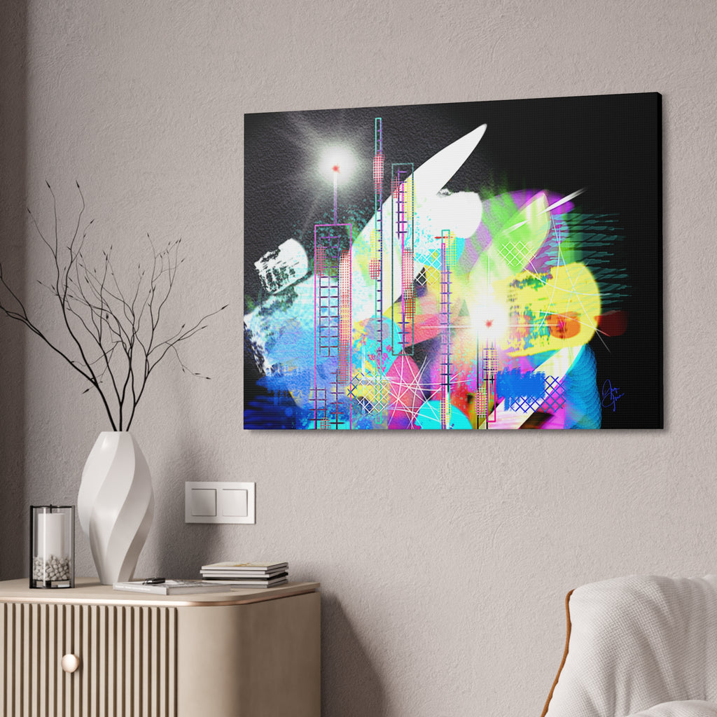 Abstract Neon Cityscape Canvas Print — Stretched 1.5"