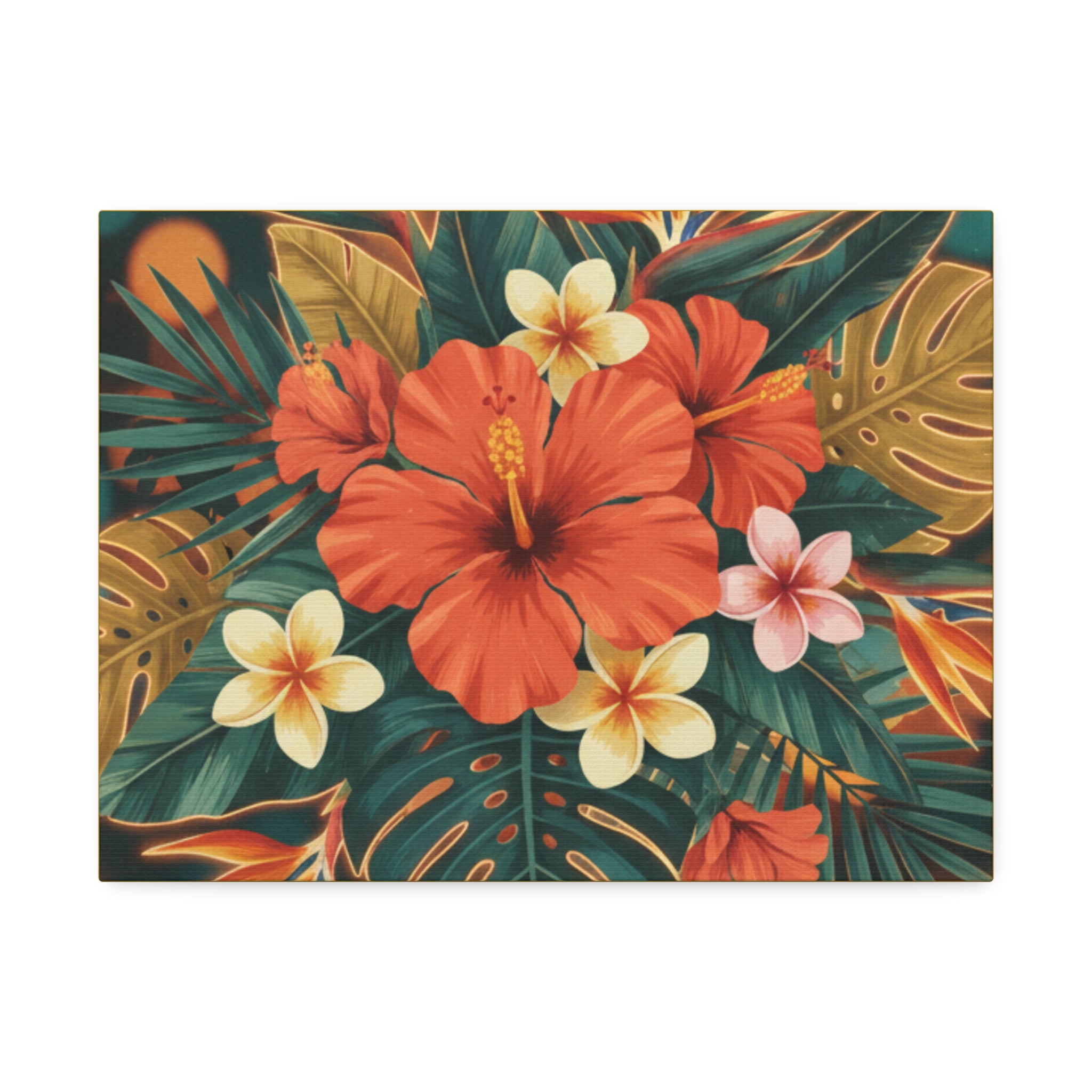 Tropical Hibiscus Canvas Wall Art — Vibrant Floral Stretched Canvas