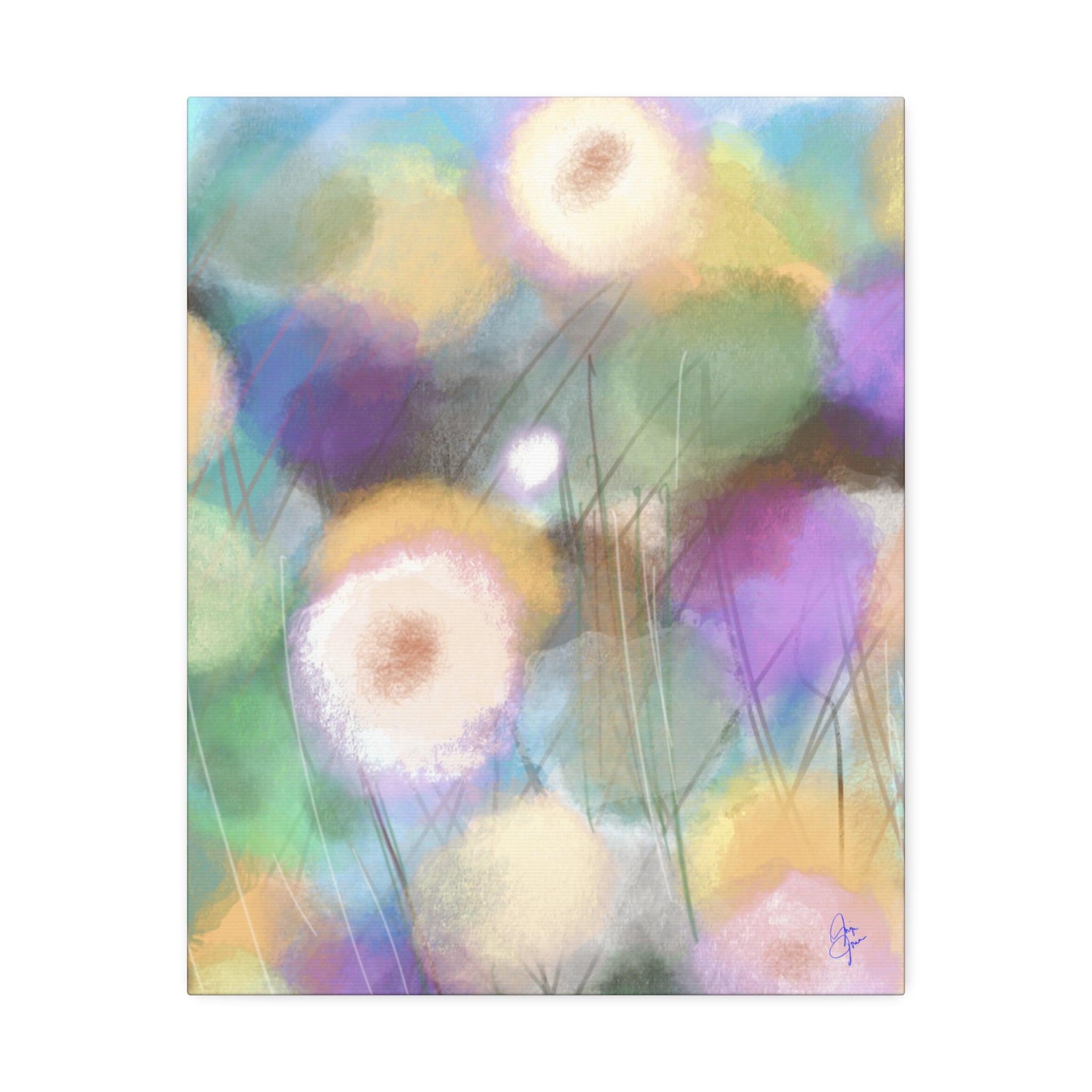 Floral Pastel Canvas Print — Dreamy Watercolor Dandelion Wall Art (1.5" Stretched)