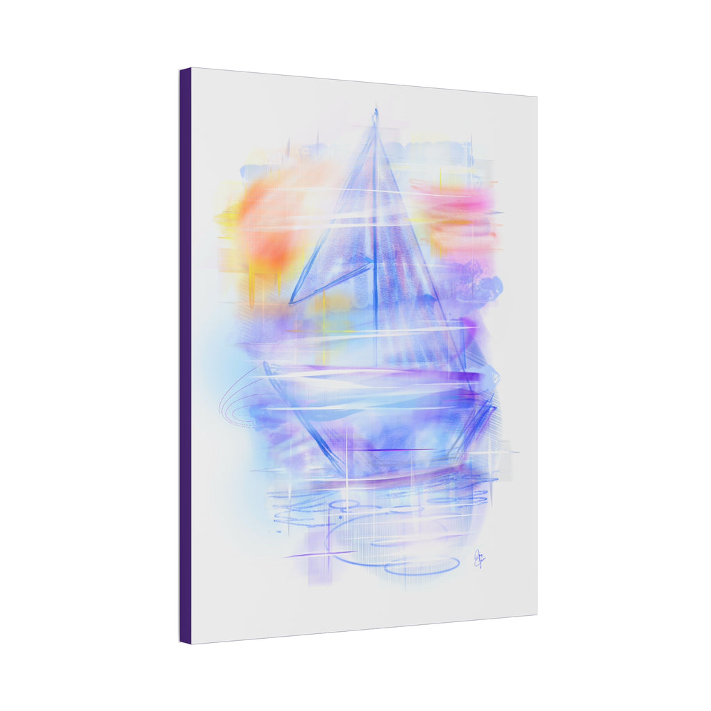 Sailboat Serenity Canvas Print — Pastel Abstract Nautical Wall Art, Stretched 1.5"