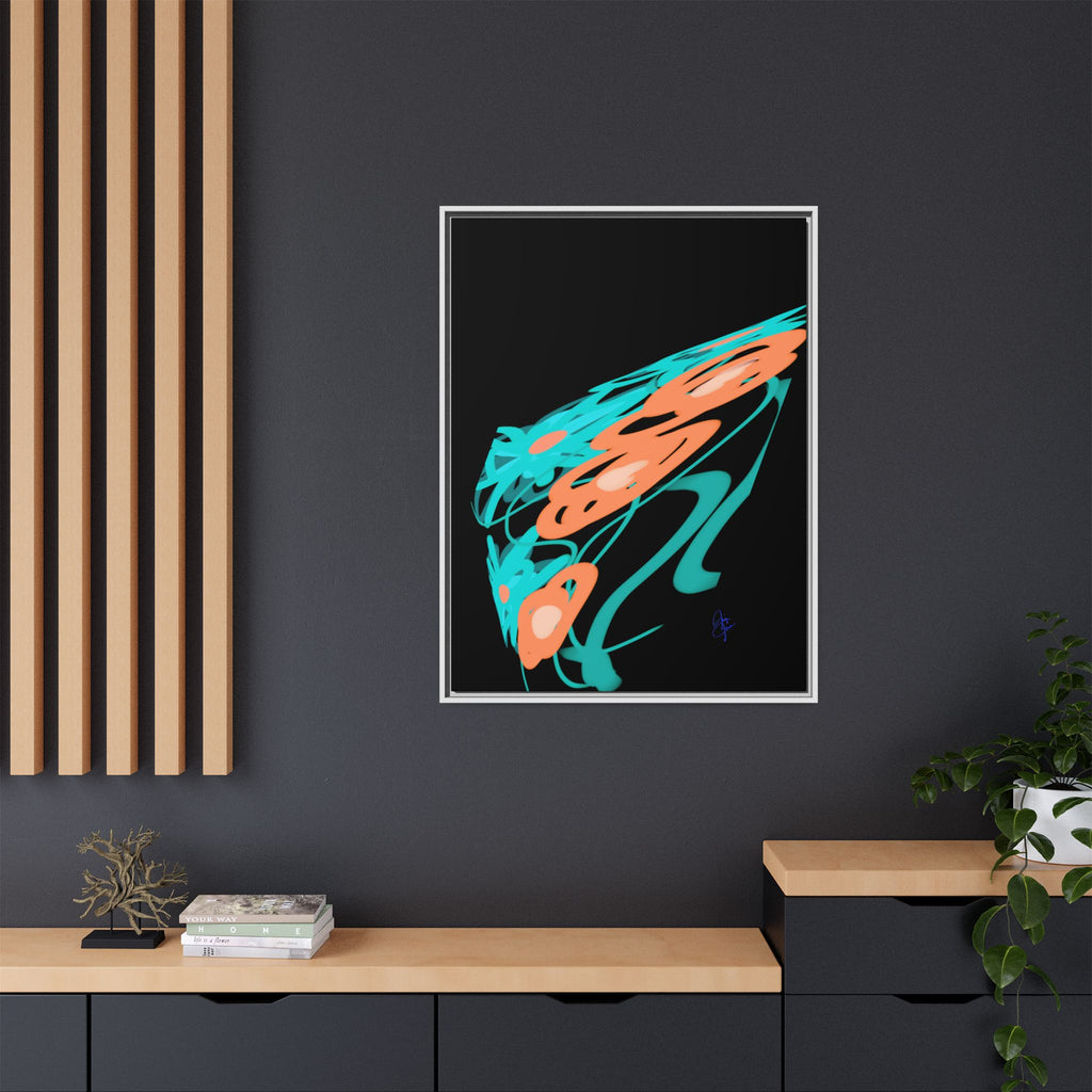 Abstract Teal & Coral Splash Framed Canvas
