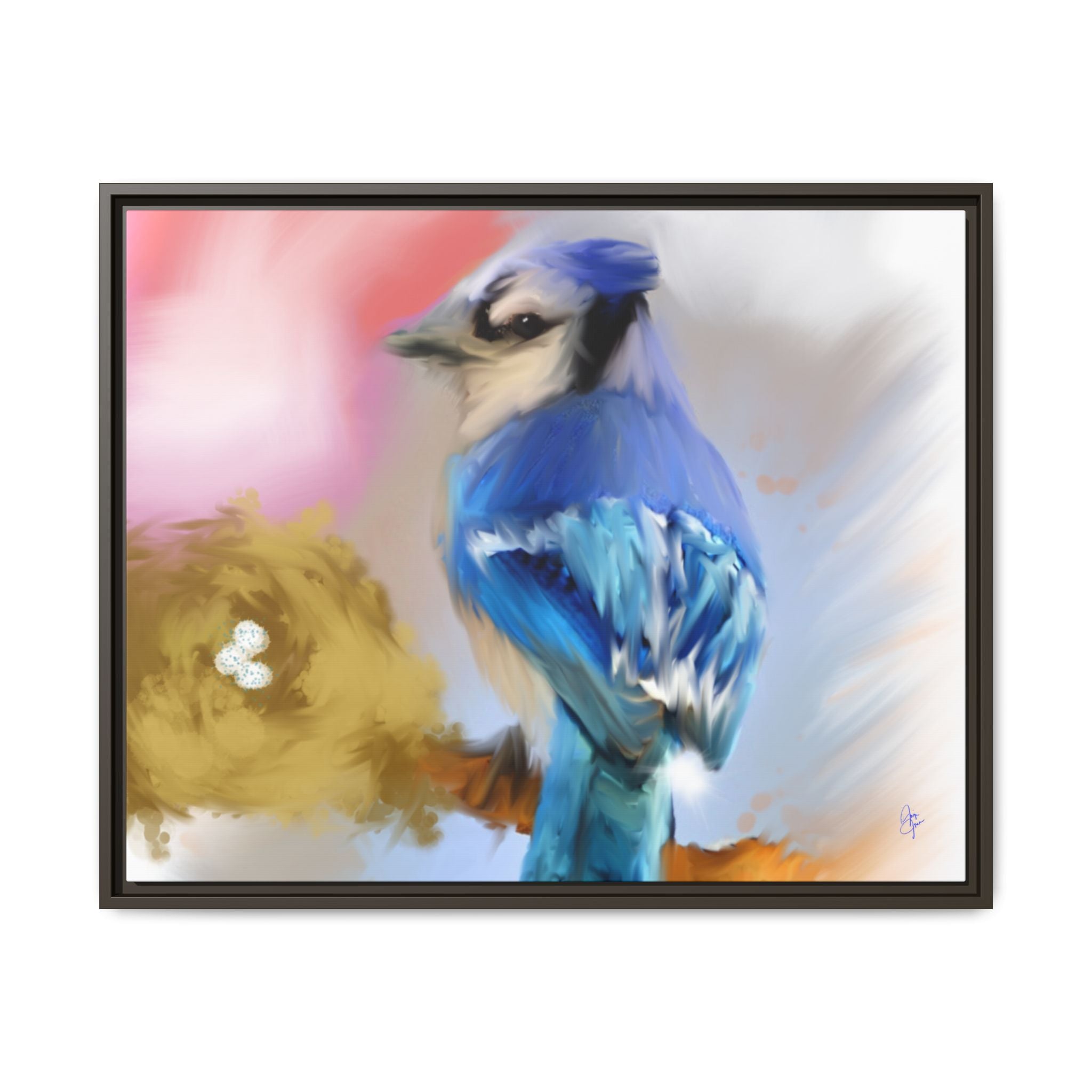 Blue Jay Art Print — Framed Matte Canvas Wall Art