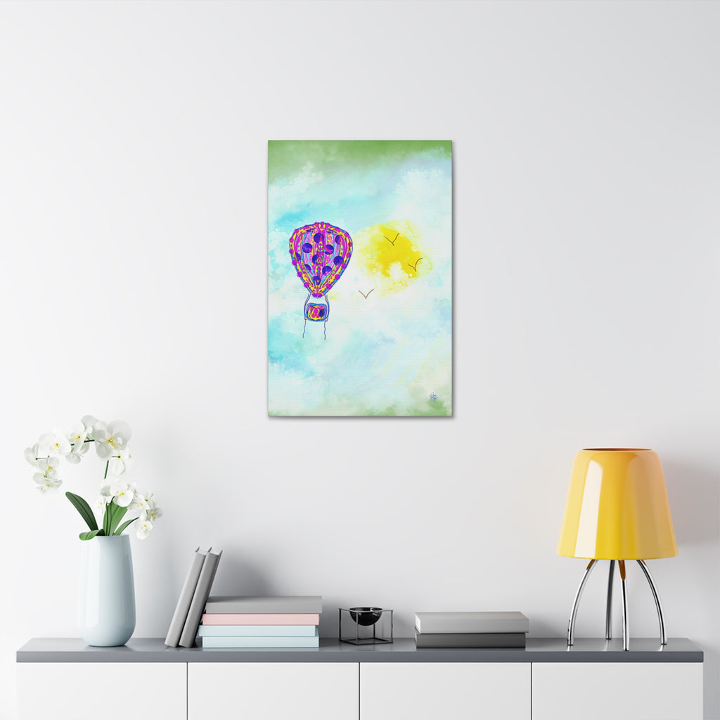 Hot Air Balloon Canvas Art – Whimsical Sunshine Nursery Wall Décor (Stretched Canvas)