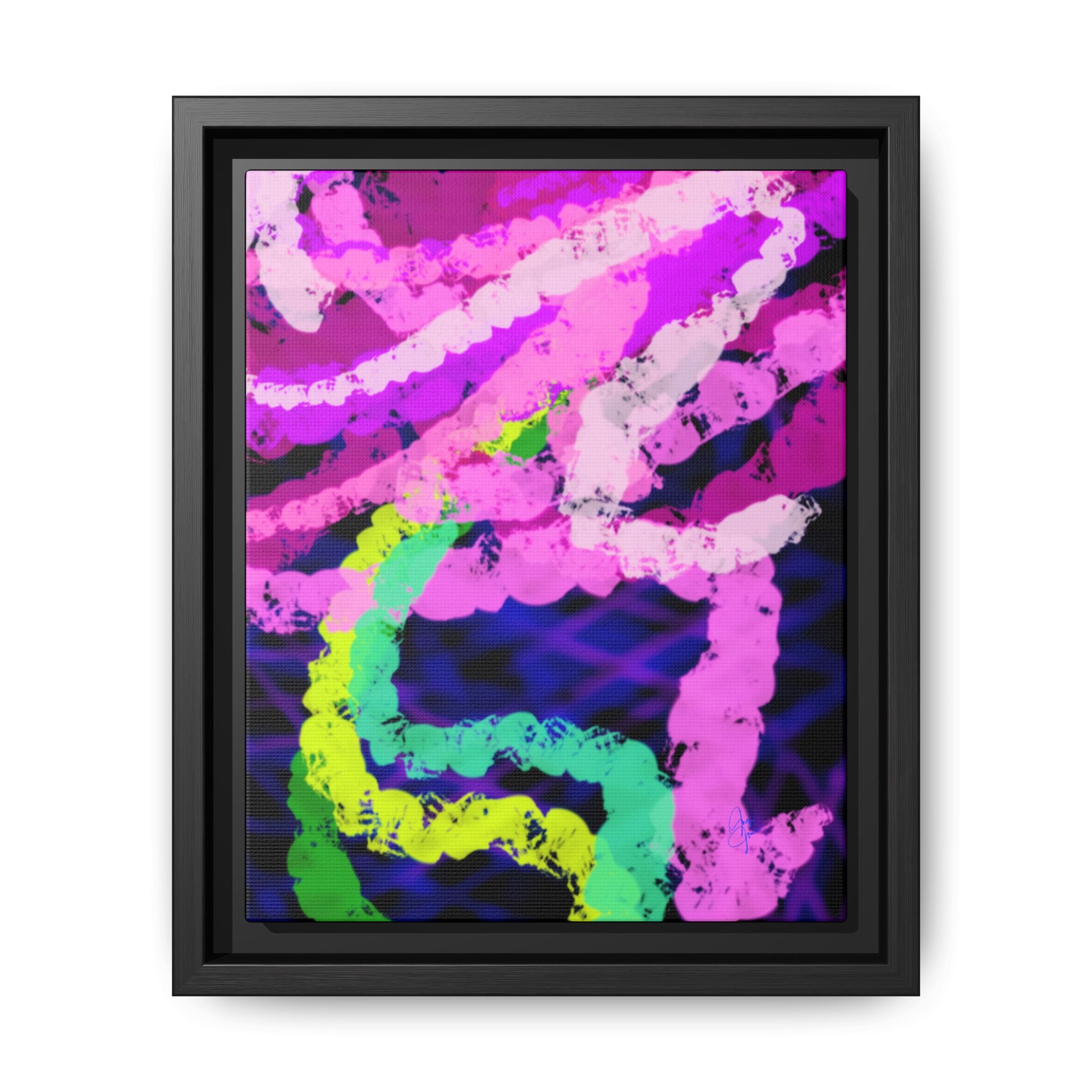 Framed Matte Canvas - Neon Rose Abstract Wall Art