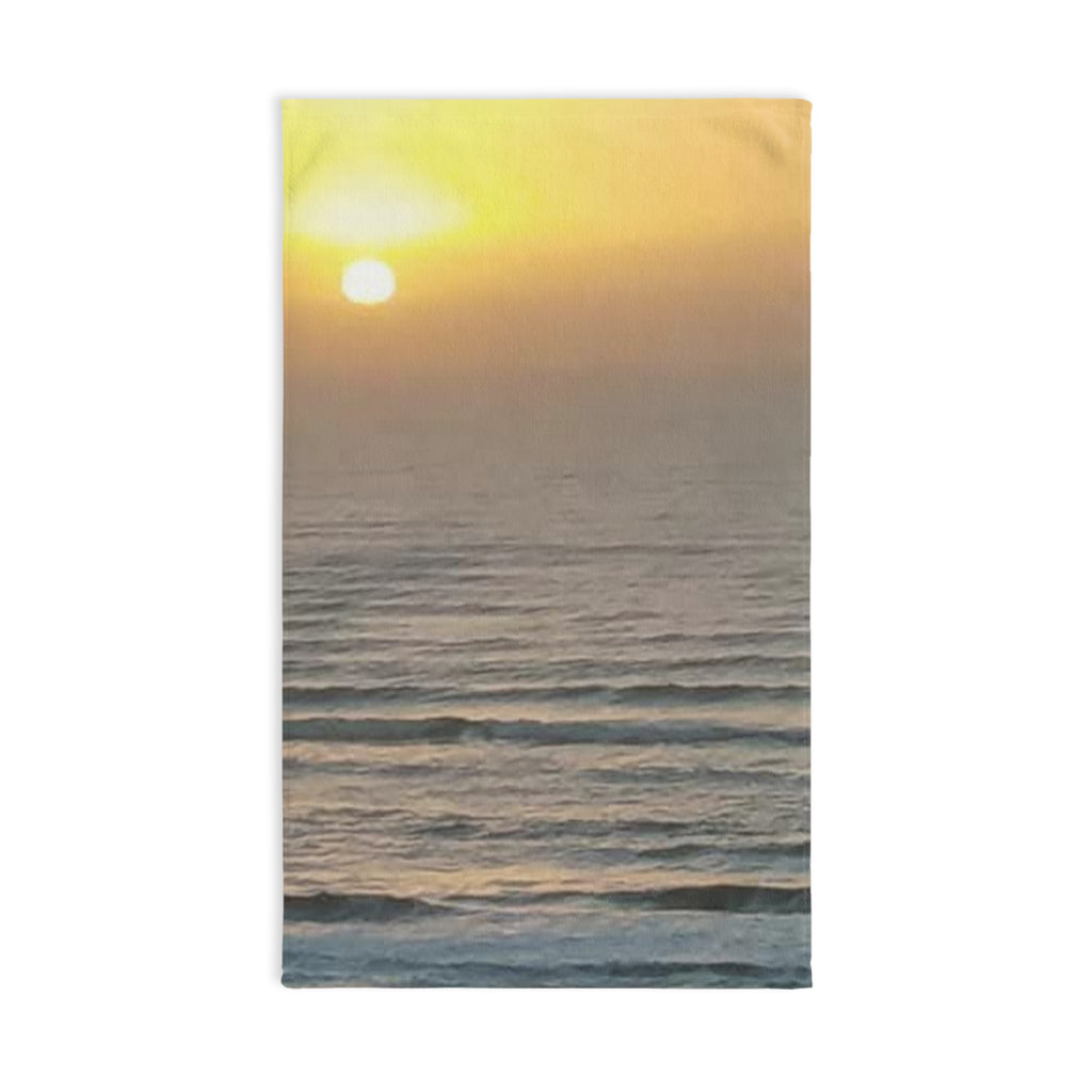 Sunrise Ocean Hand Towel — Beachy Coastal Décor, Serene Sunset Waves