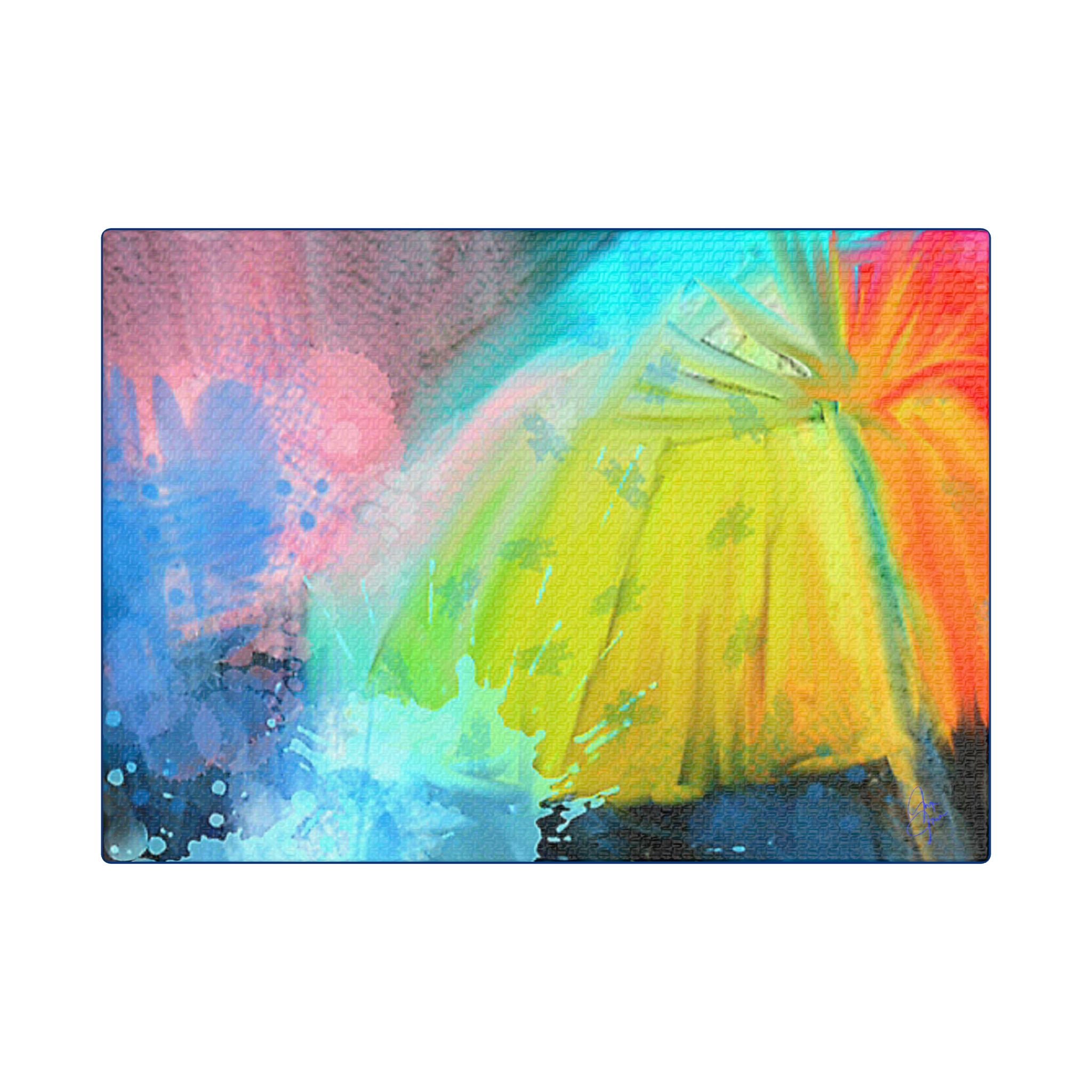 Abstract Rainbow Umbrella Canvas Print — Bright Colorful Satin-Stretched Wall Art