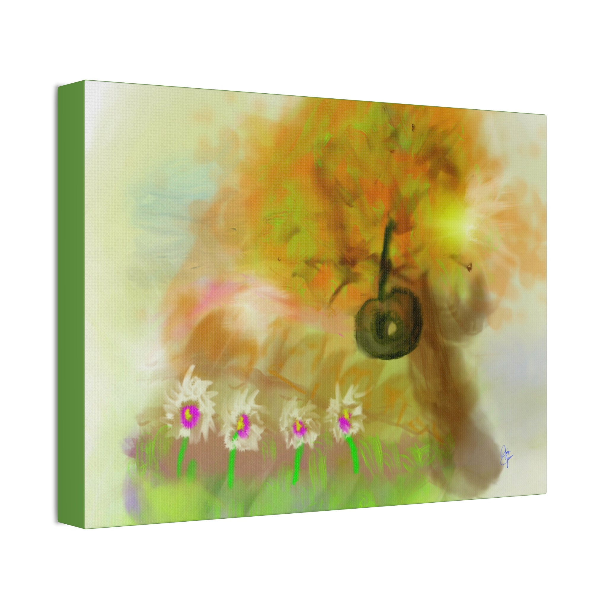 Whimsical Yard Canvas Print — Tire Swing & Broken Fence Stretched 1.5"