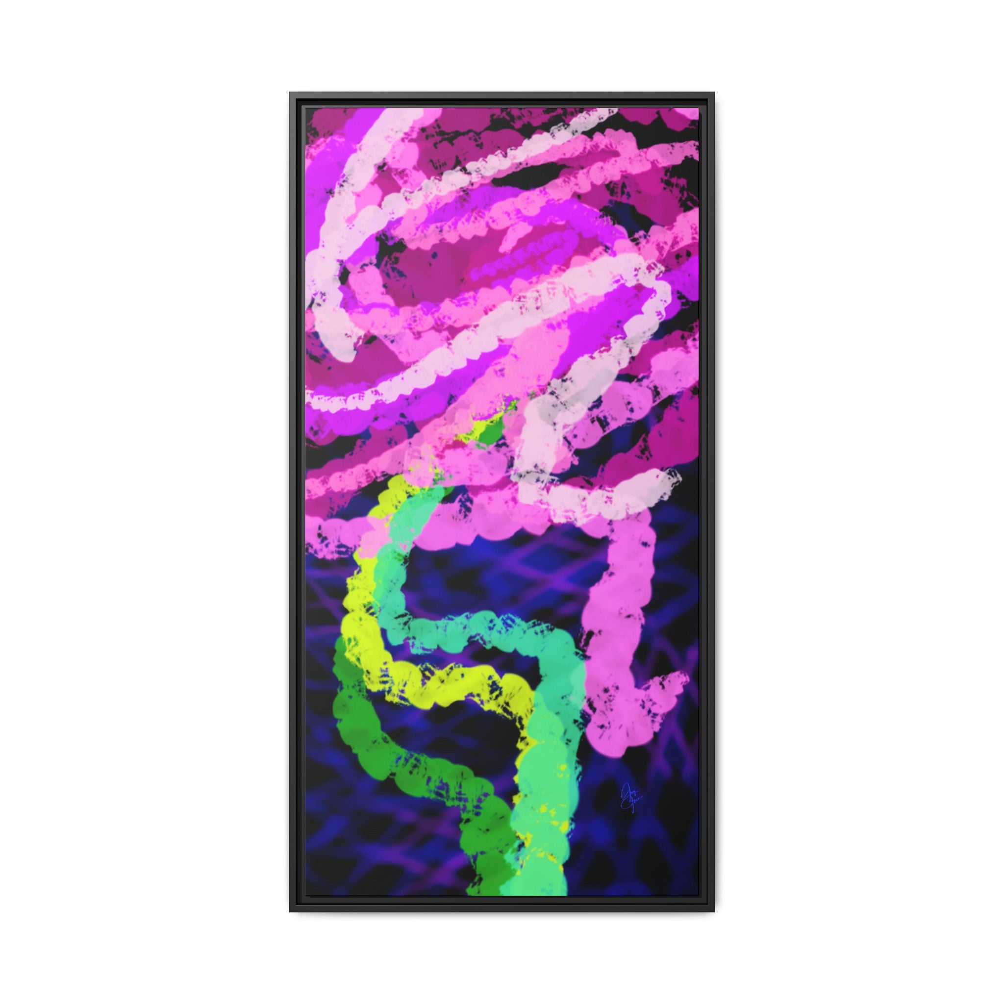 Framed Matte Canvas - Neon Rose Abstract Wall Art