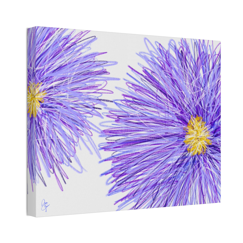 Purple Aster Floral Canvas Wrap – Vibrant Botanical Wall Art, 1.5" Stretched