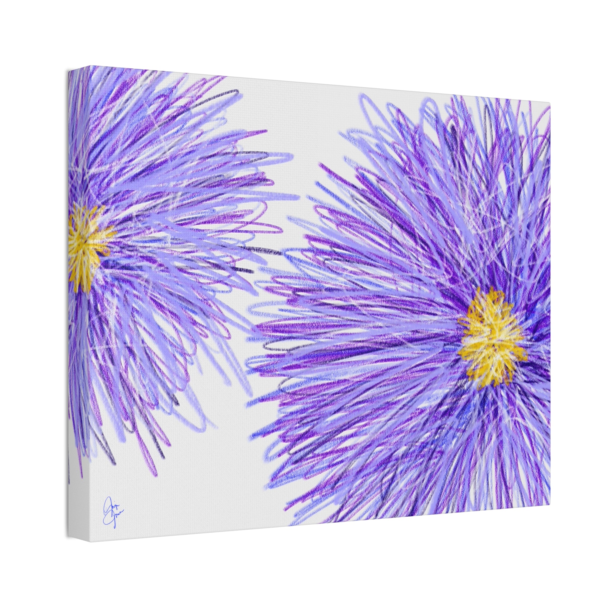 Purple Aster Floral Canvas Wrap – Vibrant Botanical Wall Art, 1.5" Stretched