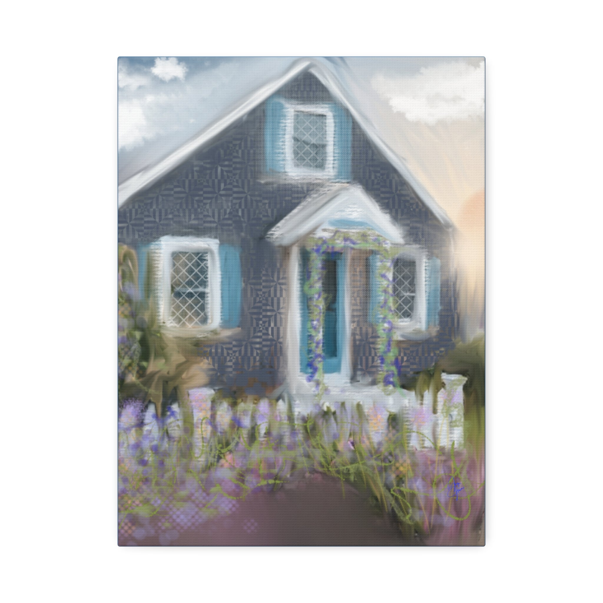 Coastal Cottage Garden Canvas Print — Stretched 1.5" Wall Art