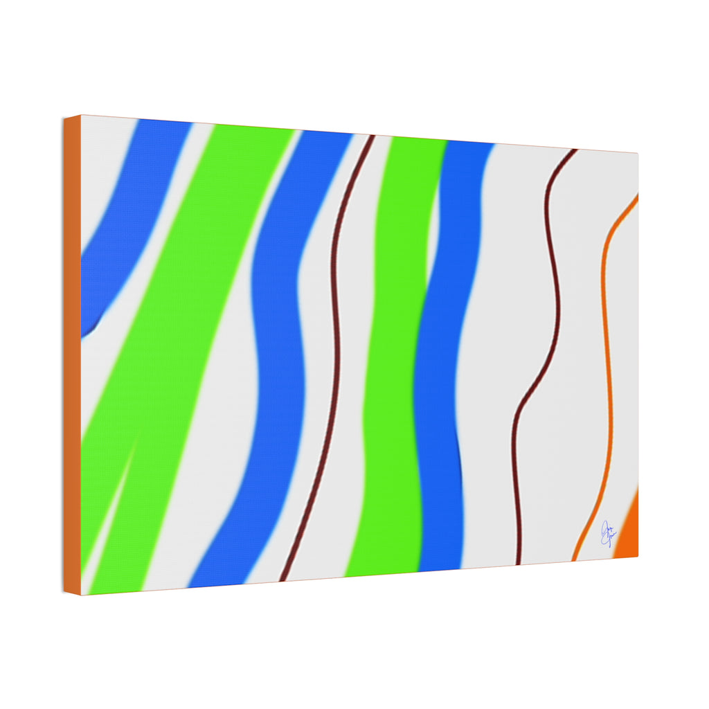 Abstract Wavy Stripes Canvas Print — Colorful Blue, Green & Orange Wall Art