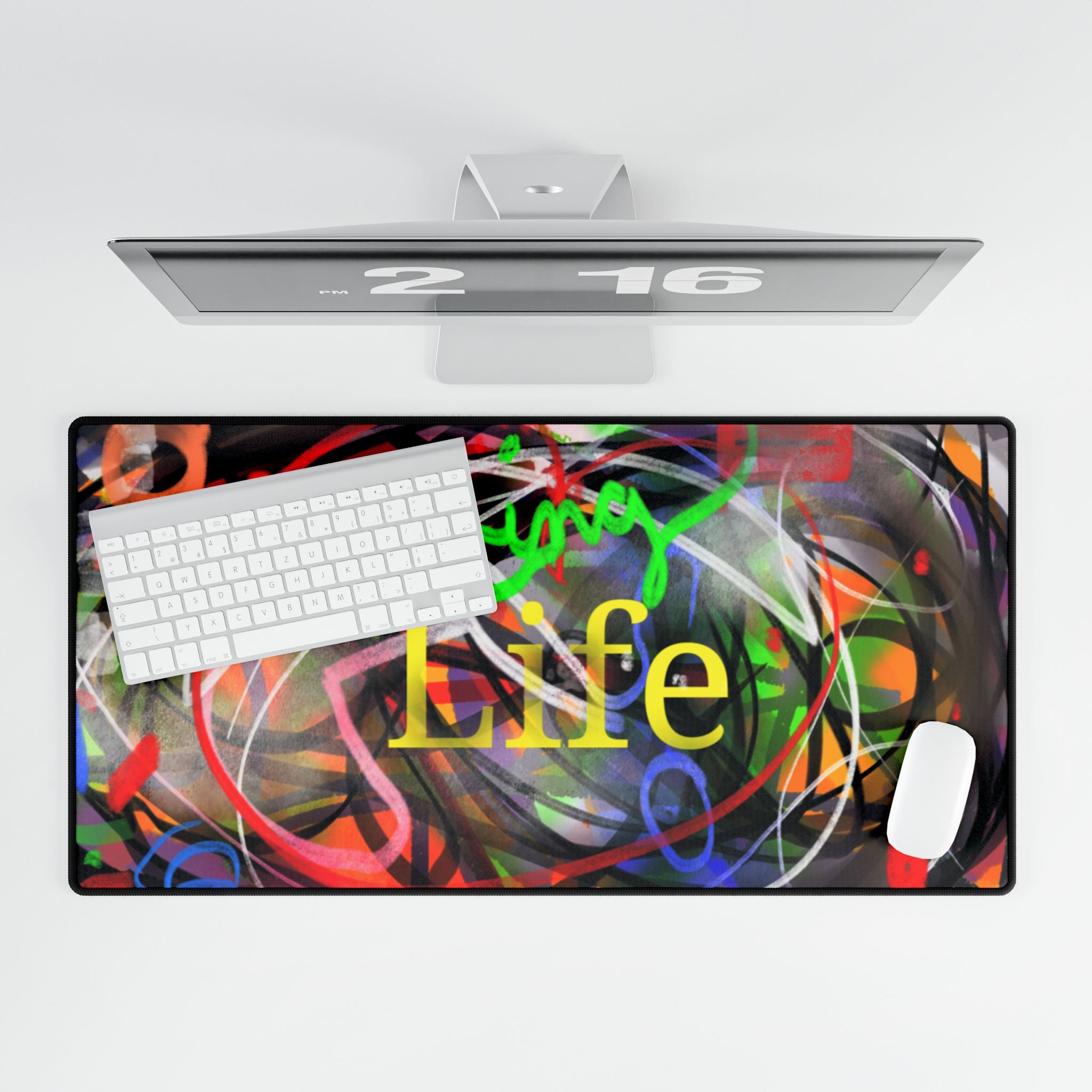 Desk Mat — Vibrant 'Lovng Life' Abstract Art Gaming/Office Mouse Pad