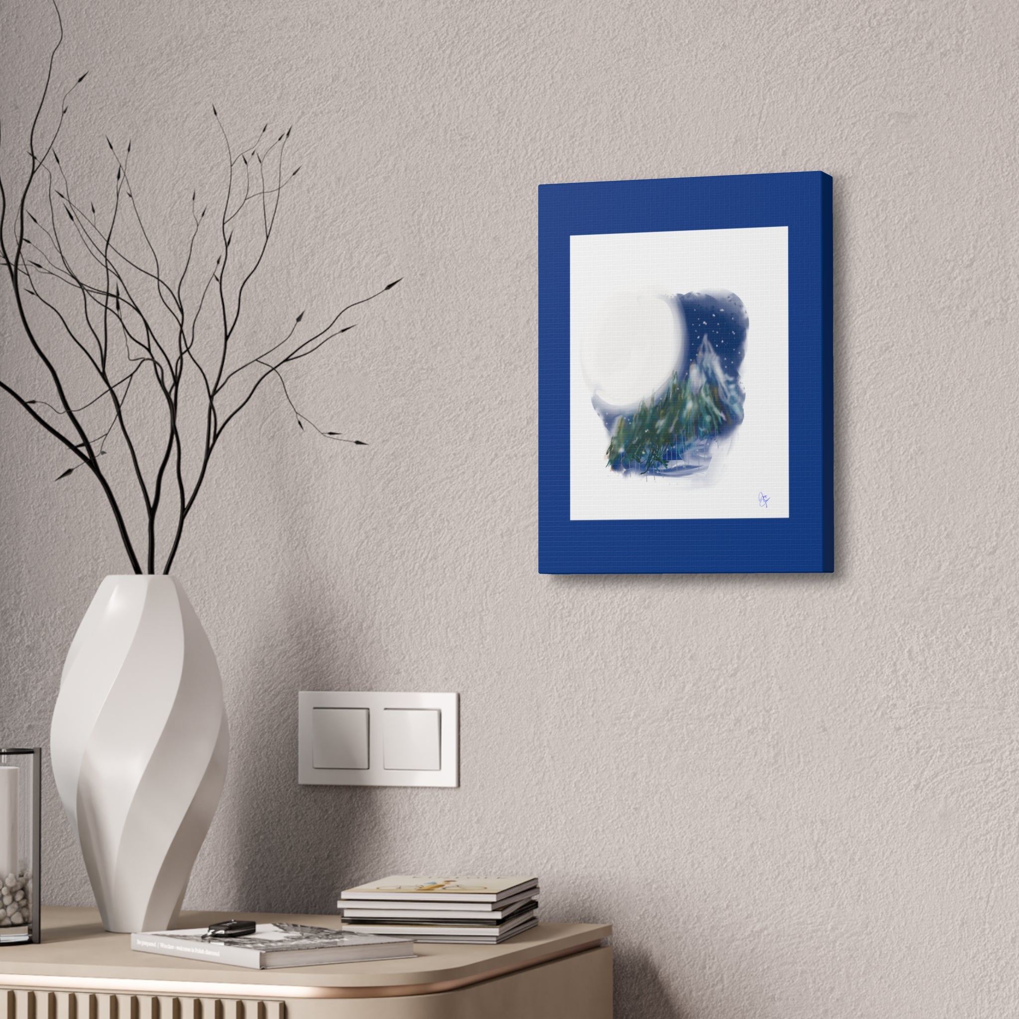 Moonlit Pine Forest Canvas Print — Stretched 1.5"