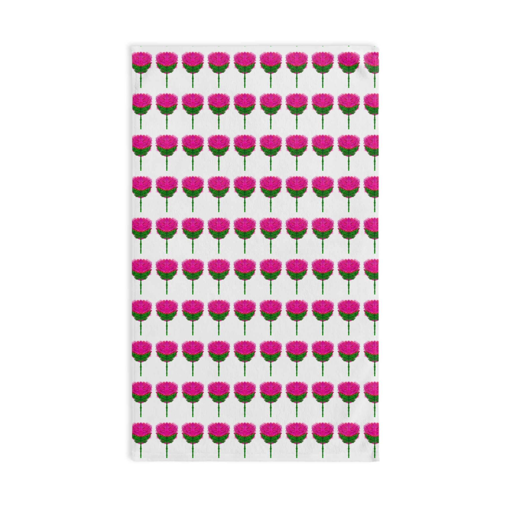 Pink Pom Pom Floral Pattern Hand Towel — Cute Kitchen or Bathroom Accent