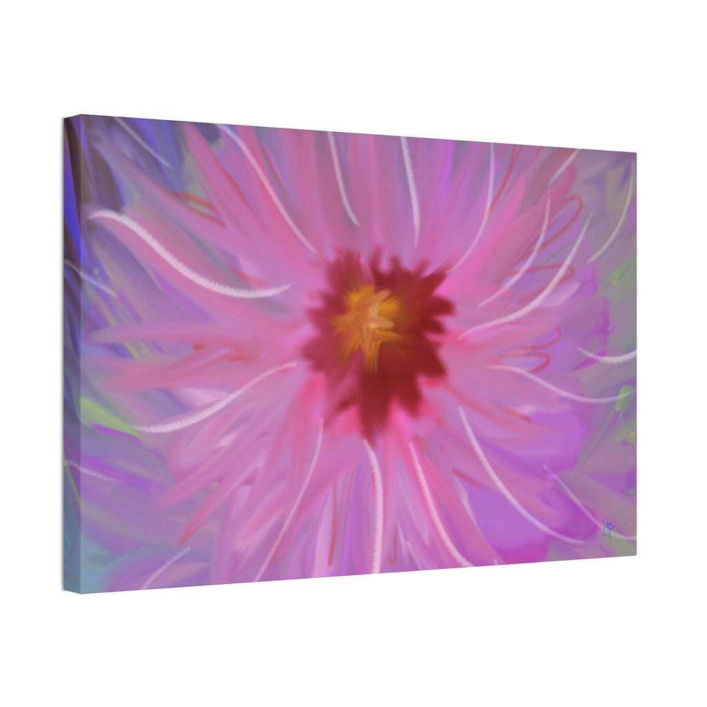 Pink Dahlia Floral Canvas Print — Stretched 1.5" Wall Art