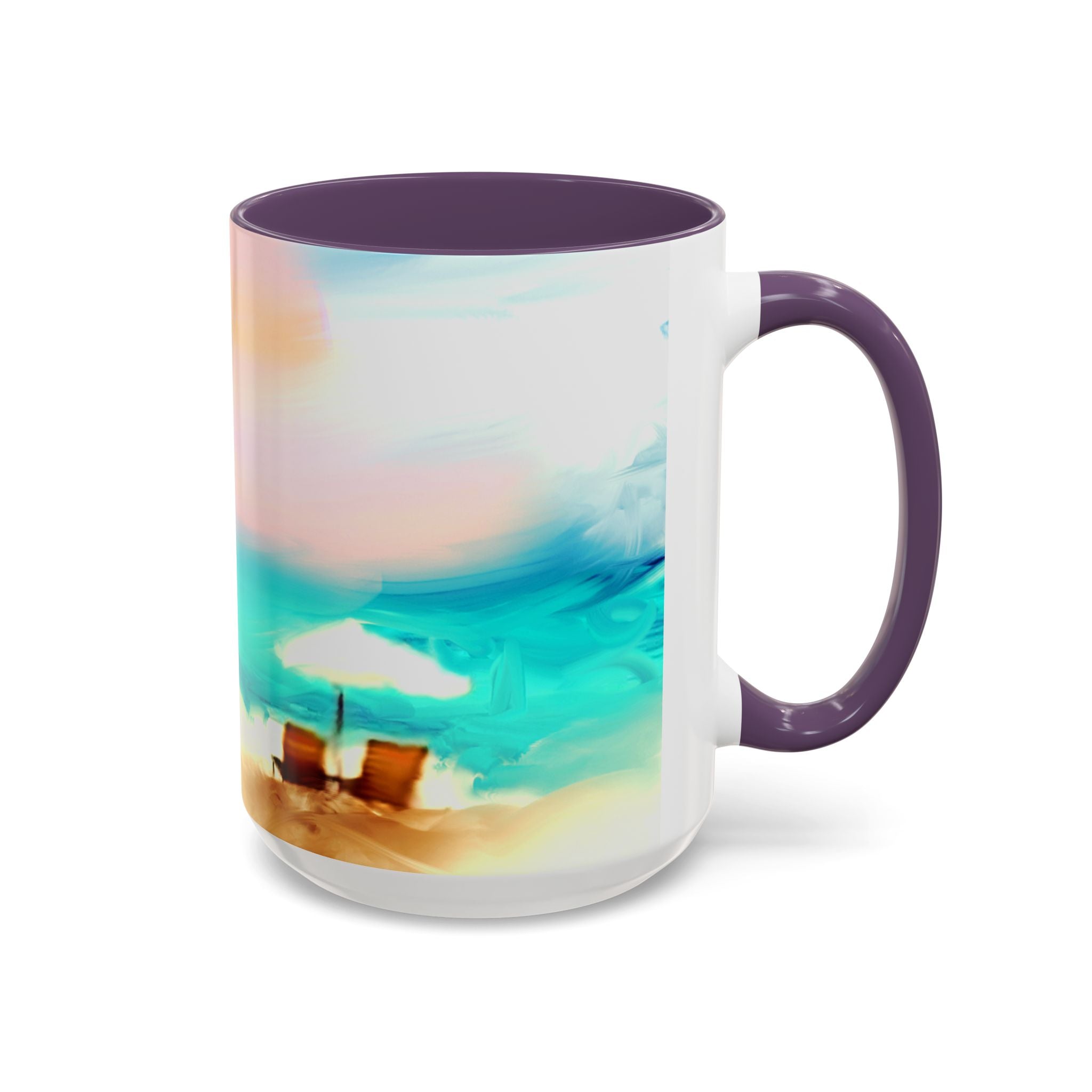 Beach Sunrise Accent Coffee Mug — Tropical Ocean Scene 11/15oz