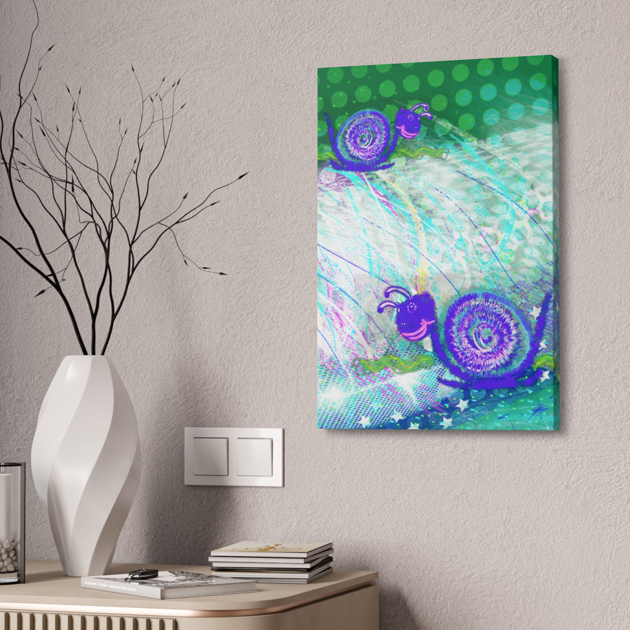 Cute Snail Nursery Wall Art Canvas – Stretched 1.5"
