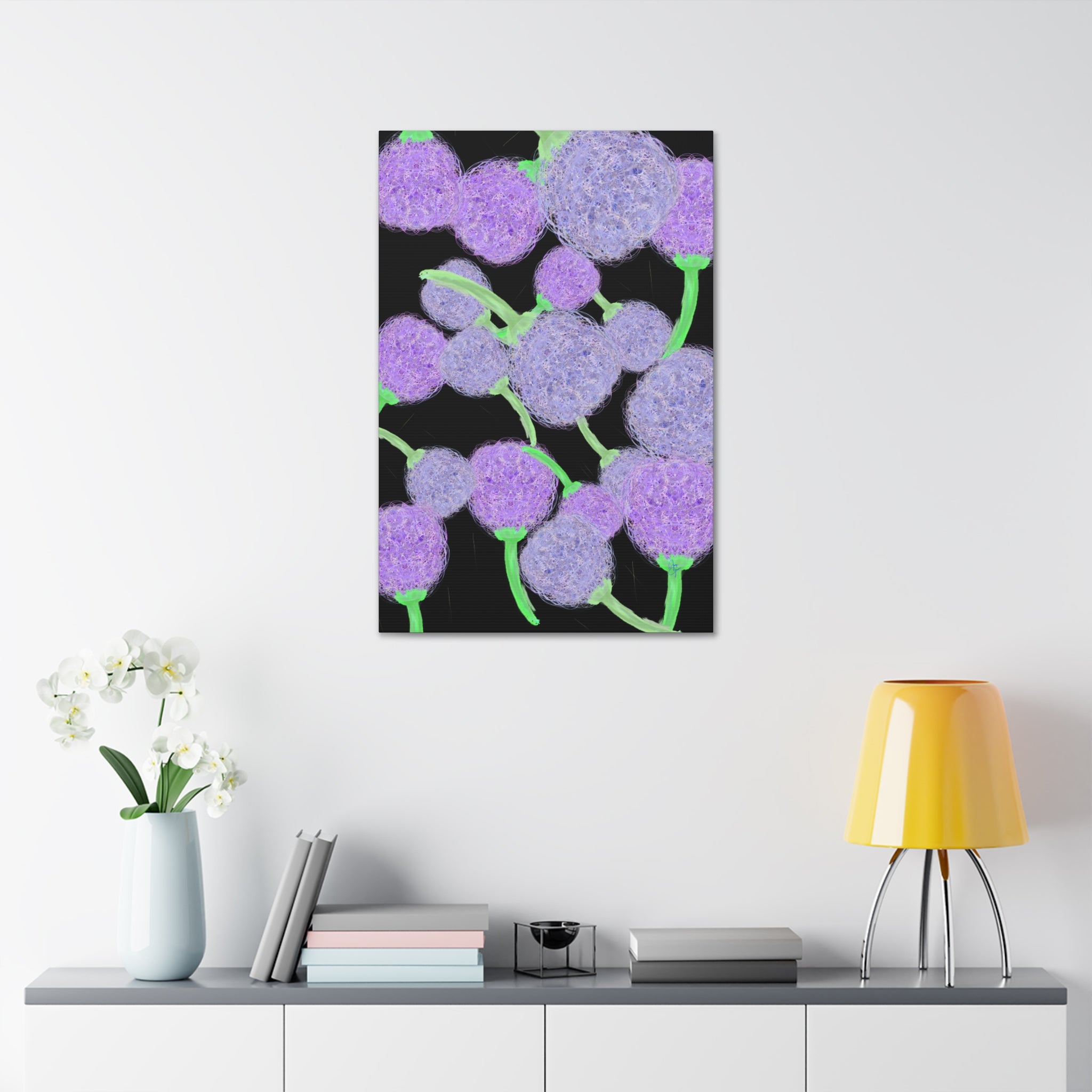 Purple Berry Art Canvas Print — Floral Abstract Wall Decor (Stretched 1.5")