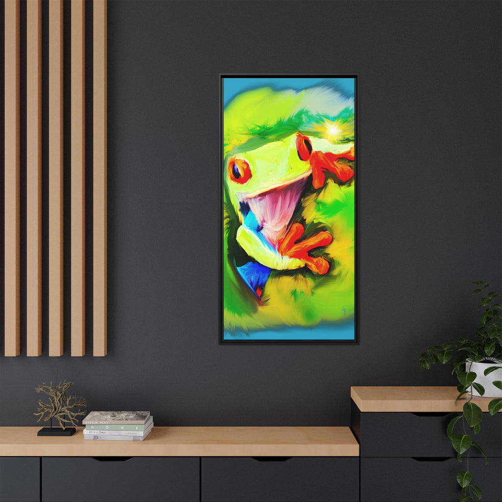 Colorful Tree Frog Matte Canvas Print — Framed Tropical Wall Art
