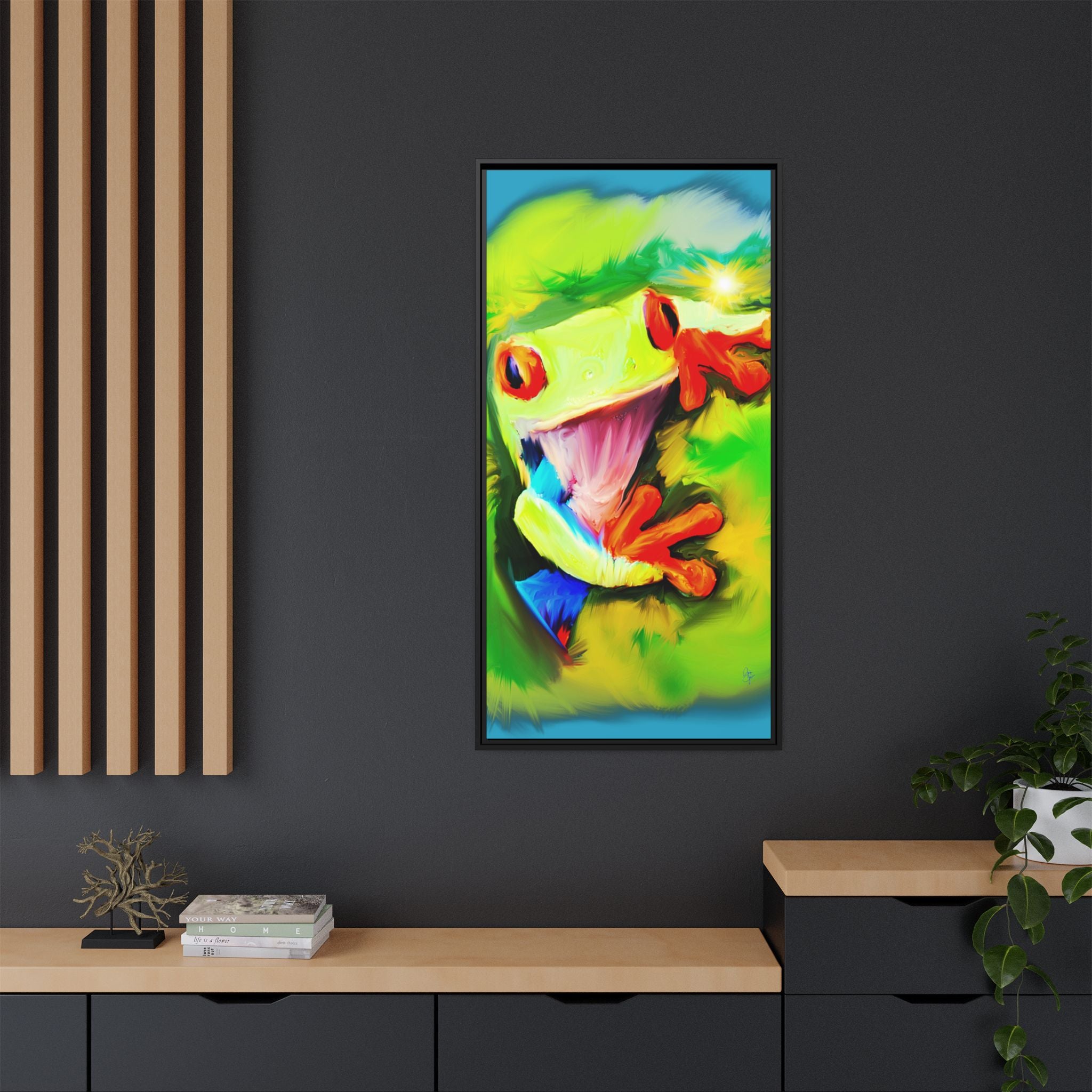 Colorful Tree Frog Matte Canvas Print — Framed Tropical Wall Art