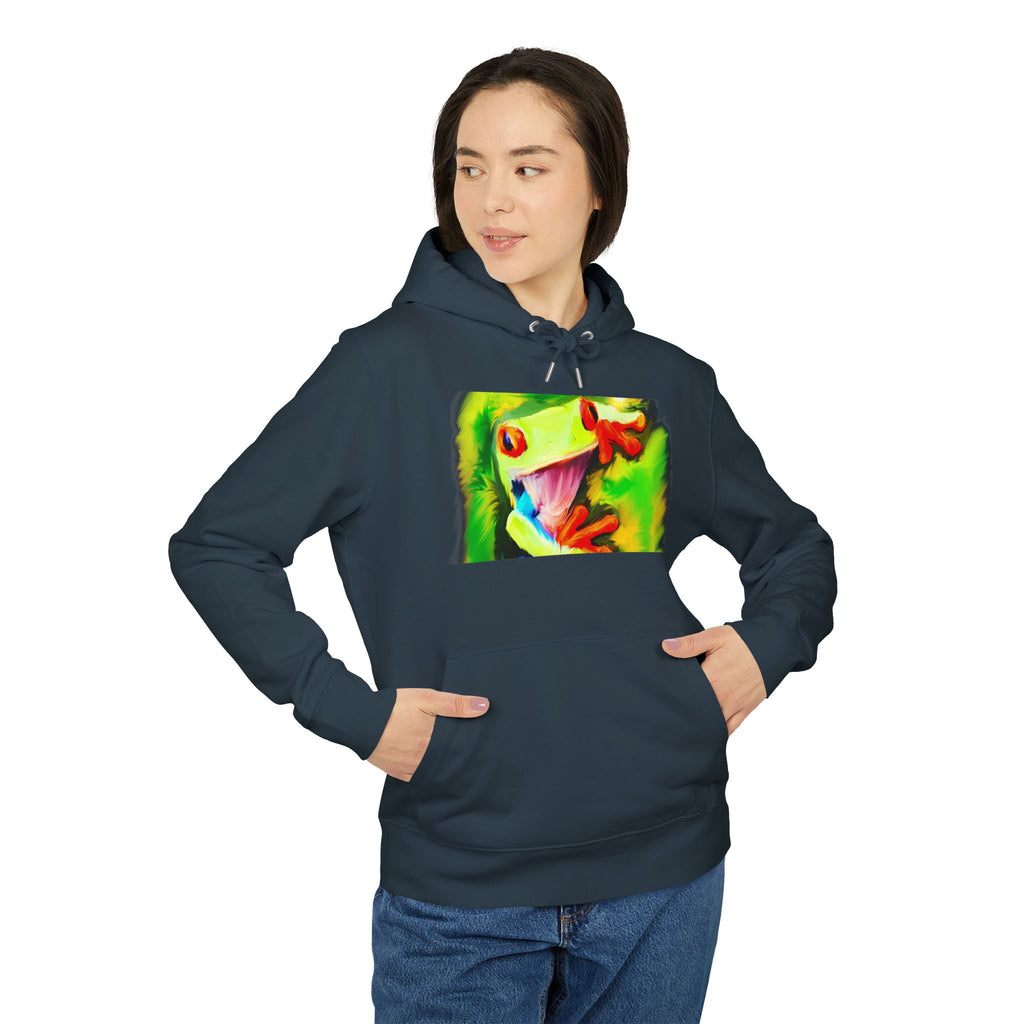 Tropical Red-Eyed Tree Frog Hoodie — Colorful Wildlife Graphic Pullover