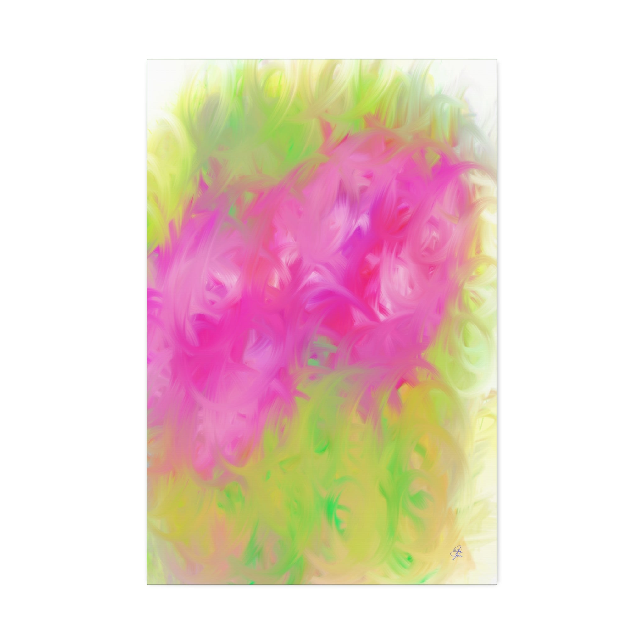 Abstract Pink & Lime Floral Canvas Print — Stretched 1.5"