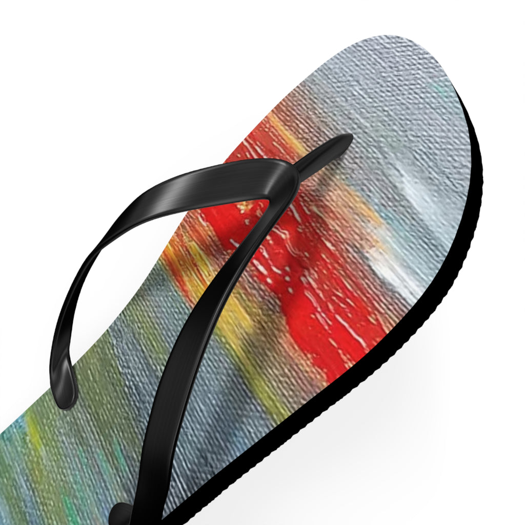 Watercolor Sunset Flip Flops — Colorful Beach Sandal for Summer & Vacation