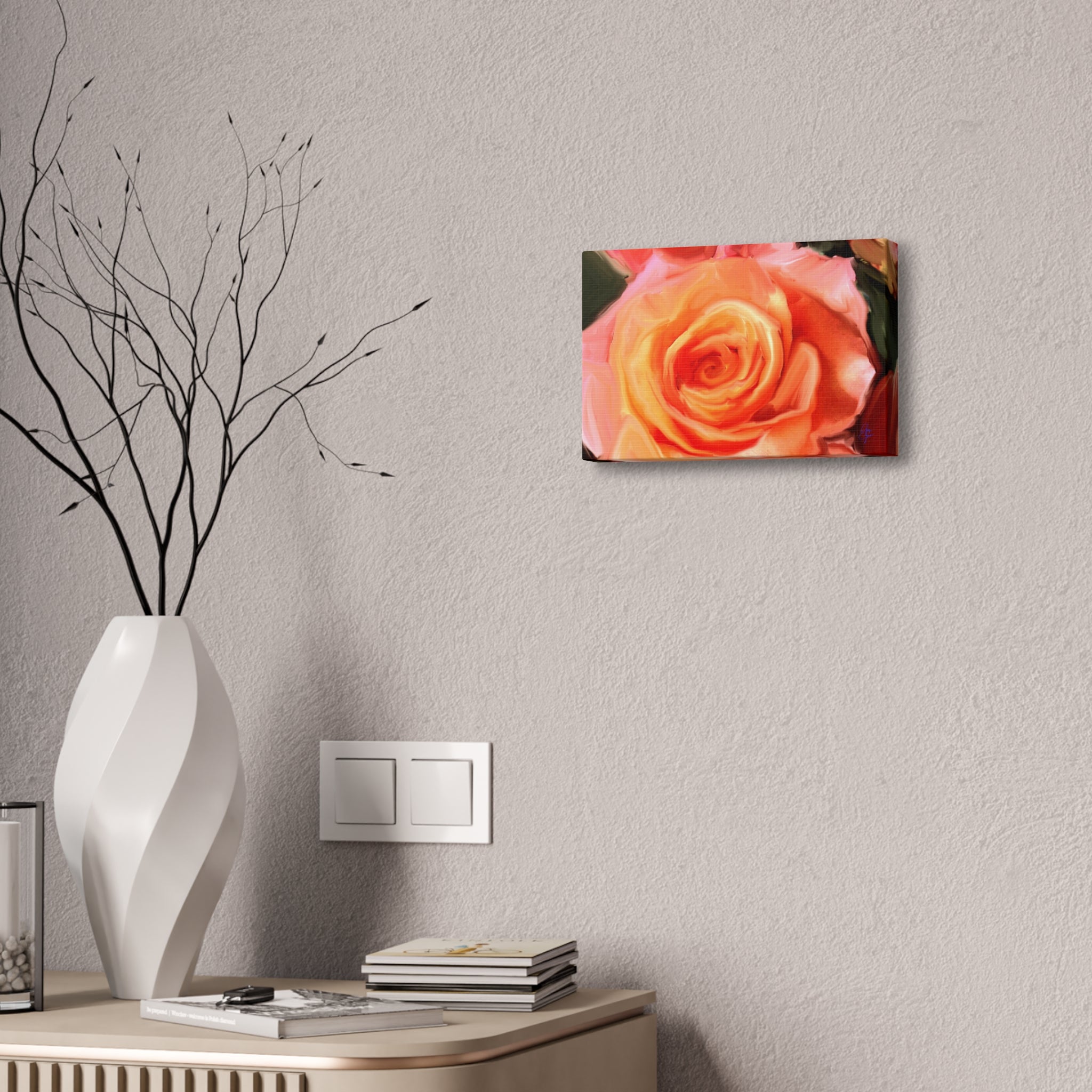 Orange Rose Canvas Print — Stretched 1.5" Wall Art