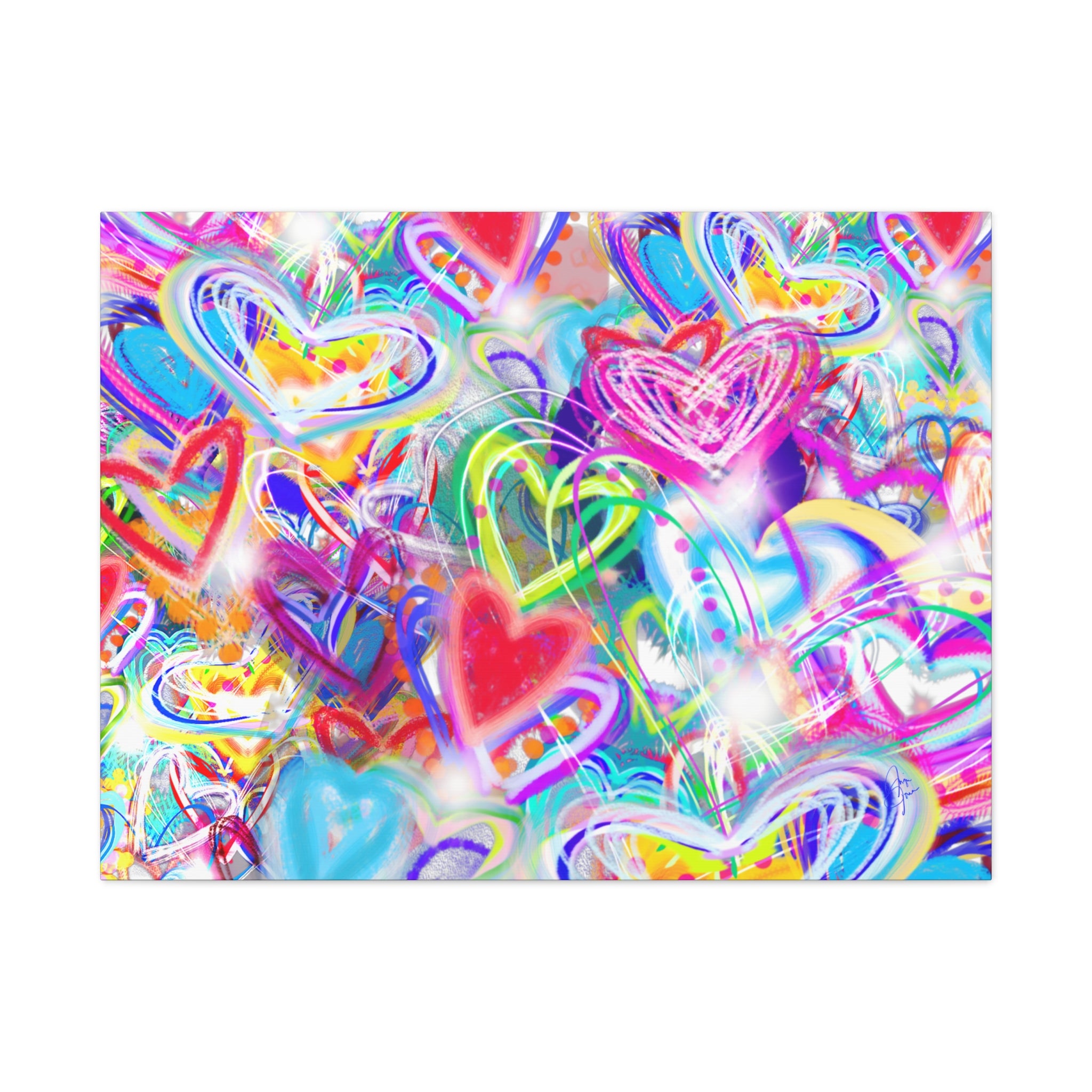 Colorful Heart Graffiti Matte Canvas