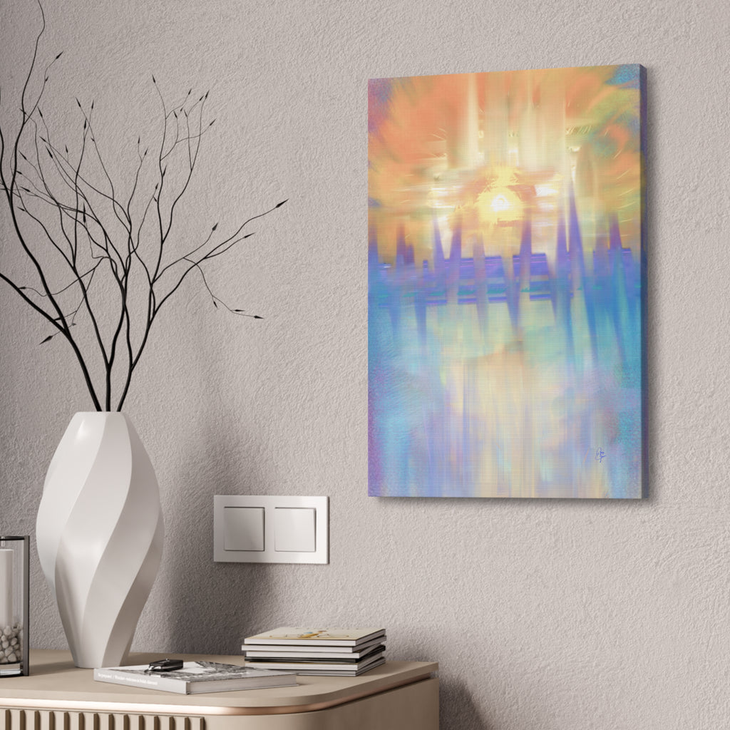 Sunrise Dreamscape Canvas Wall Art — Pastel Abstract Stretched Canvas (1.5")