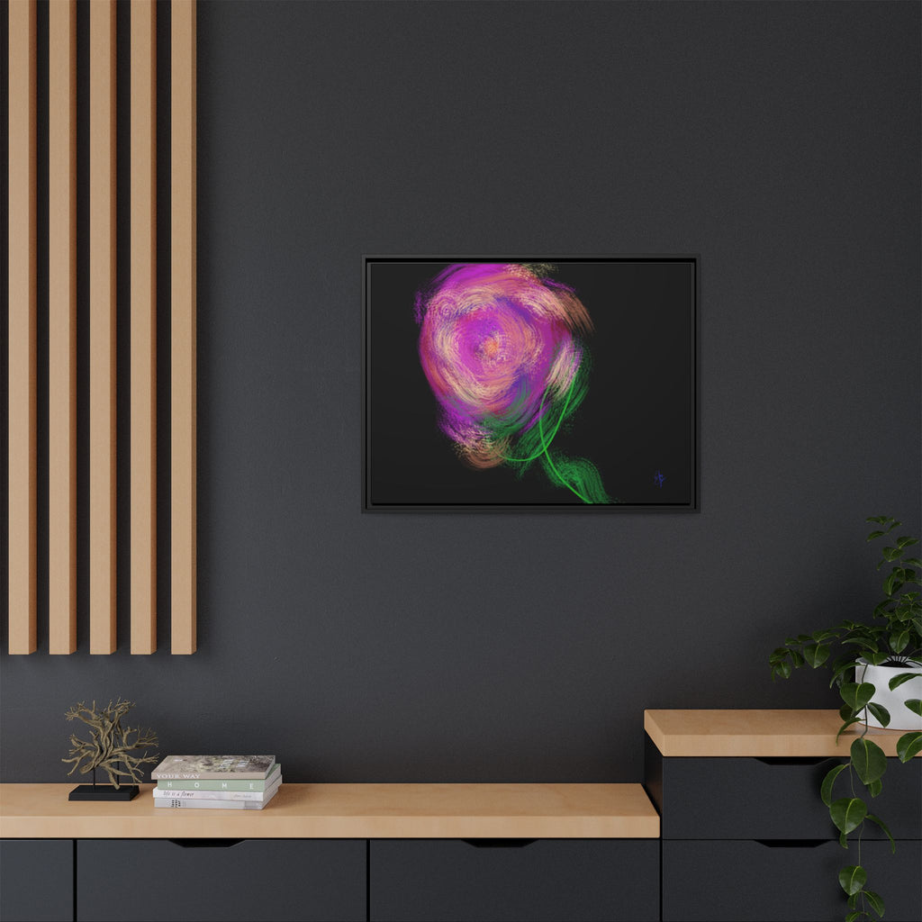 Abstract Rose Swirl Matte Framed Canvas — Multicolor Floral Wall Art