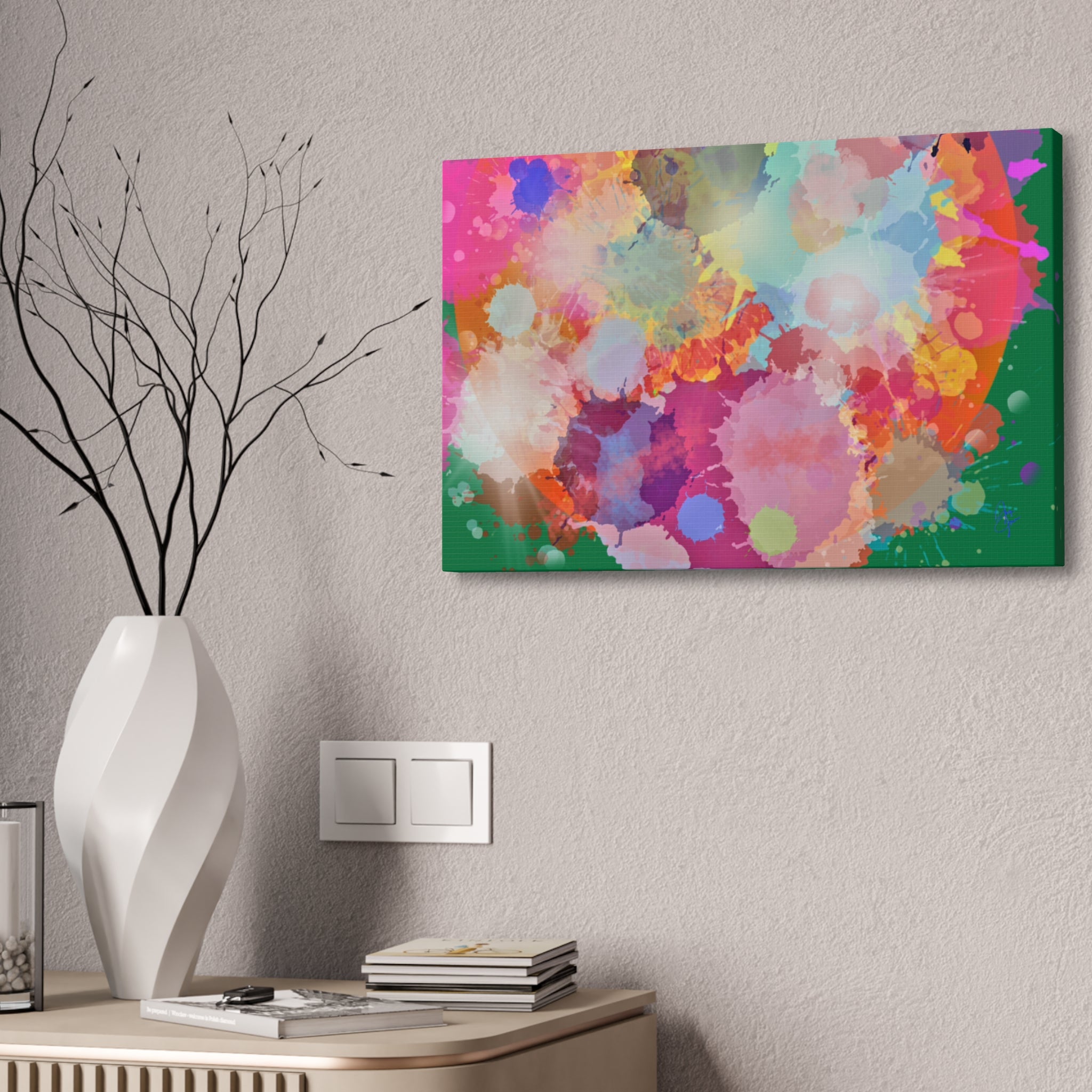 Abstract Color Splash Canvas Print — Vibrant Watercolor Ink Splash Wall Art