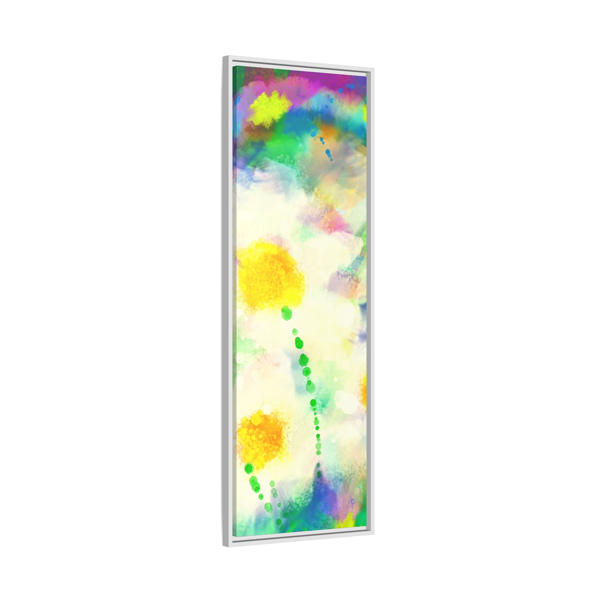 Framed Matte Canvas - Watercolor Yellow Floral Abstract Wall Art