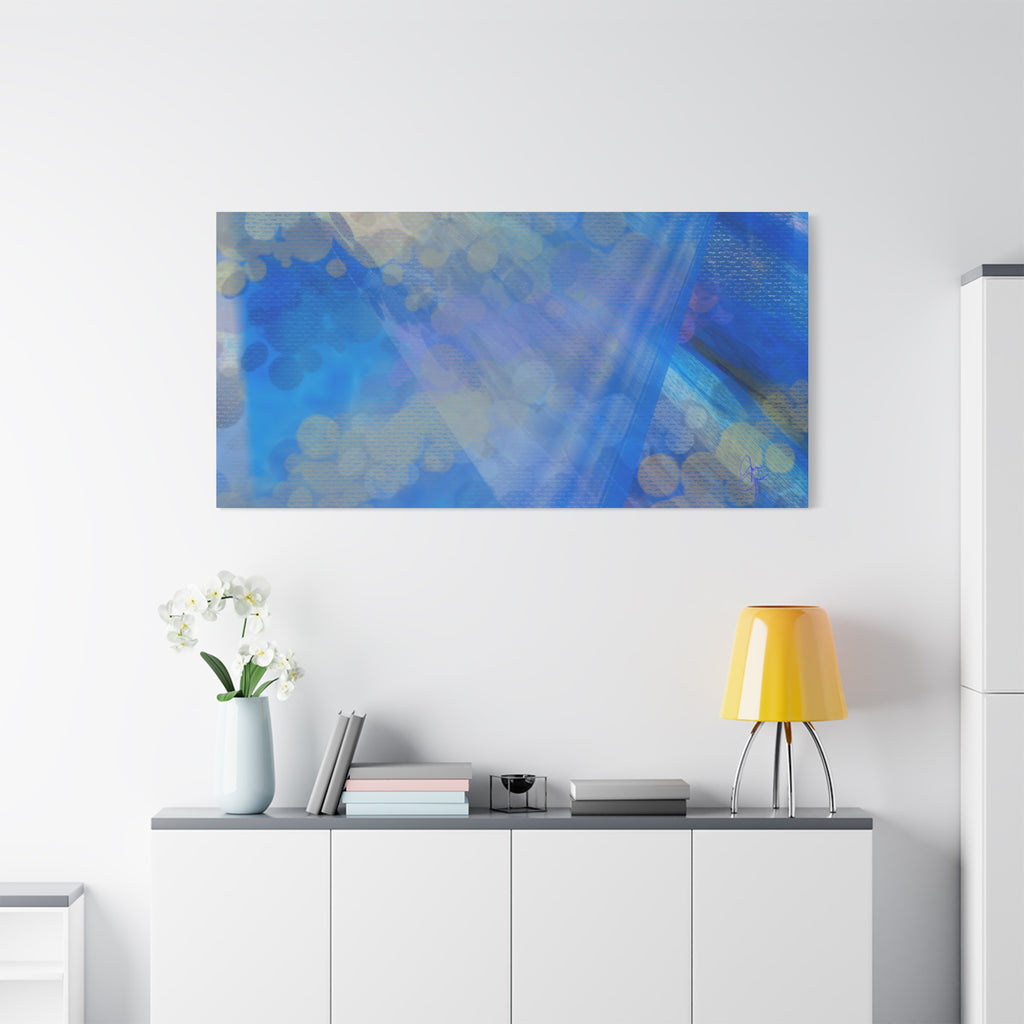 Abstract Blue Bokeh Matte Canvas Wall Art