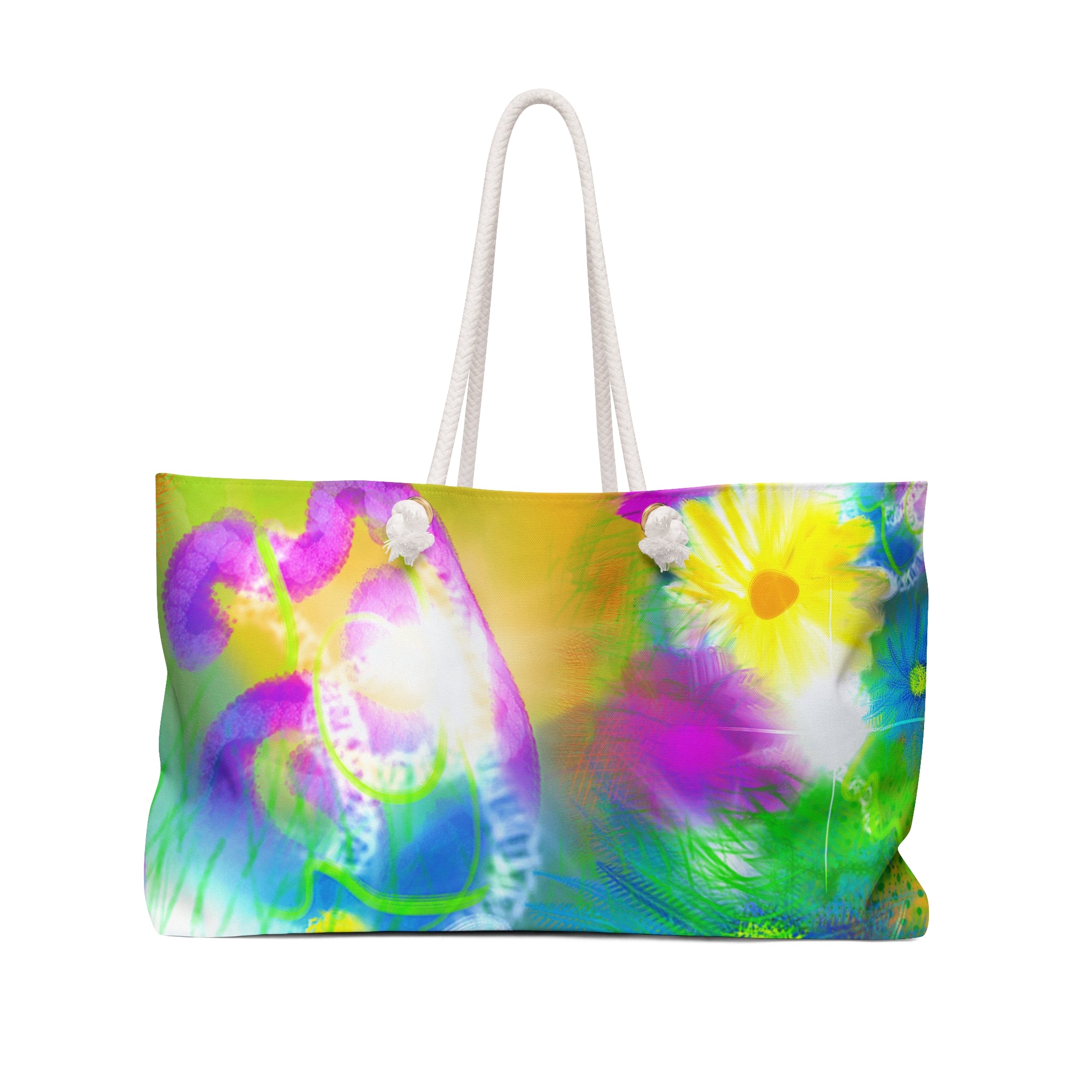 Floral Breeze Weekender Bag — Bright Tie-Dye Daisy Travel Tote