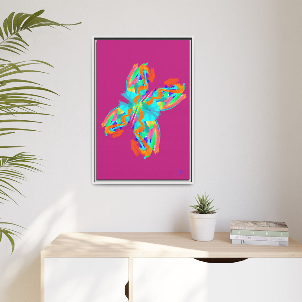 Framed Matte Canvas — Neon Abstract Butterfly Wall Art